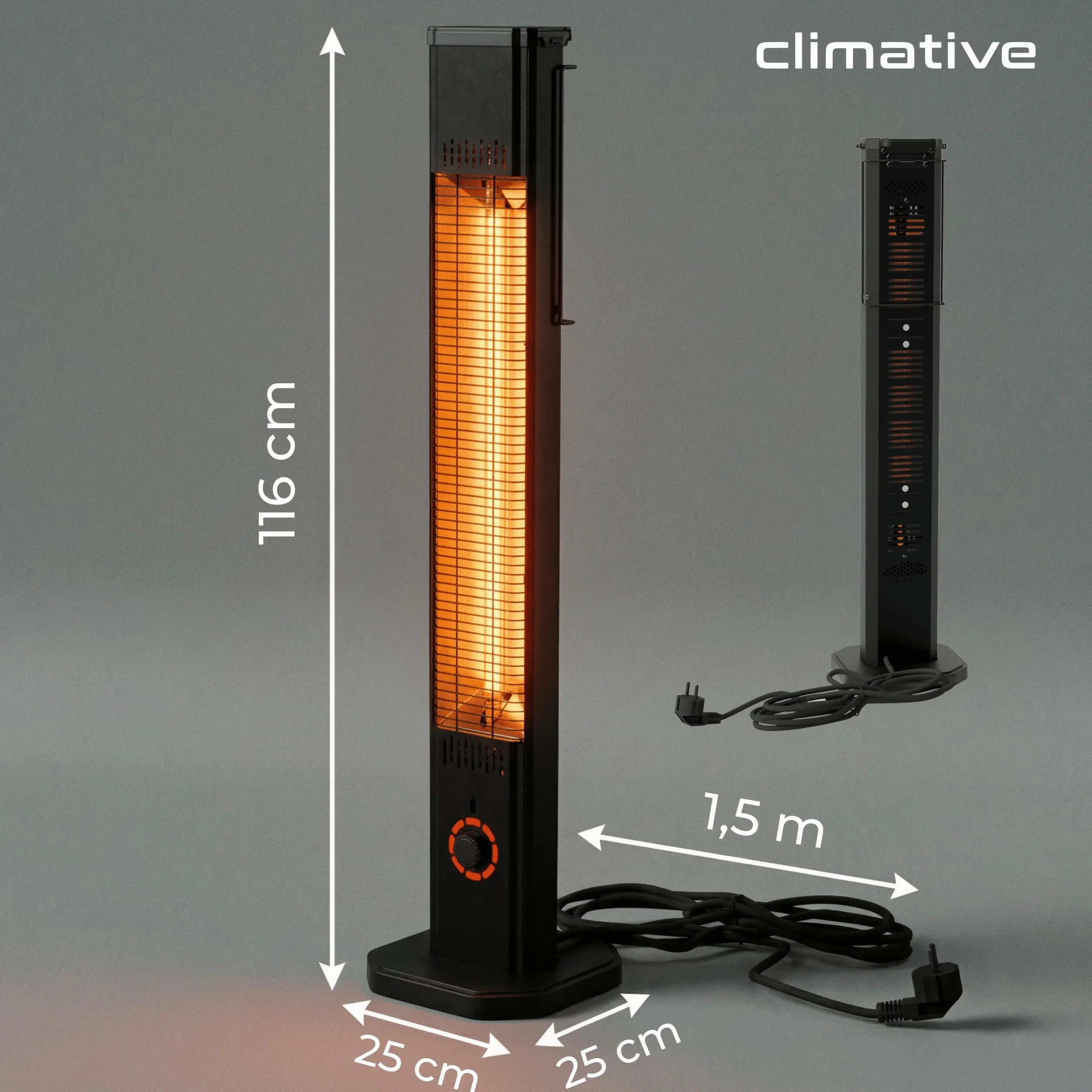 2w1 Promiennik podczerwieni ciepła tarasowy TOR 8 poziomów 2000W pilot