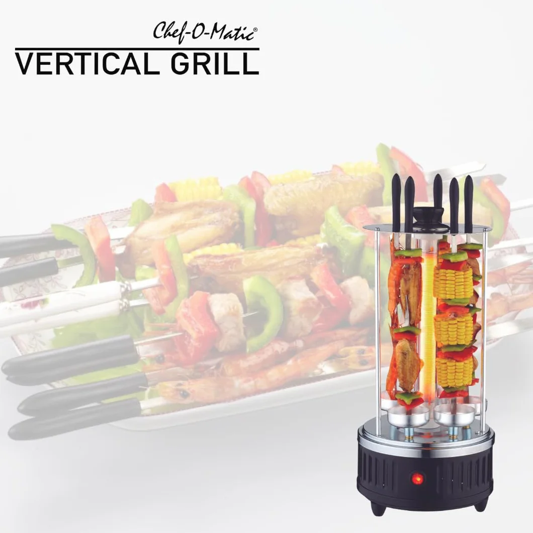Chef O Matic Pionowy grill elektryczny 1000 W 6 szpikulców automatyczny obrót 360°