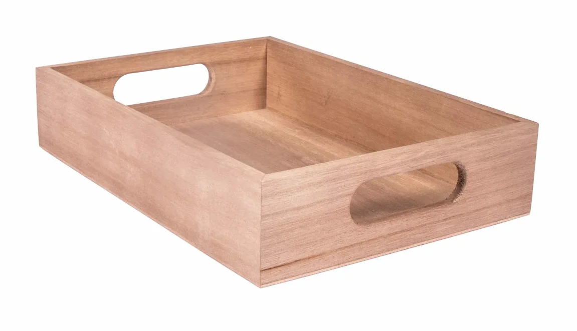 Rayher Drewniana taca, mała taca, 24 x 17 x 5 cm, z uchwytami, drewno topolowe, certyfikat FSC, naturalne, mała taca do serwowania, taca dekoracyjna, 62958505