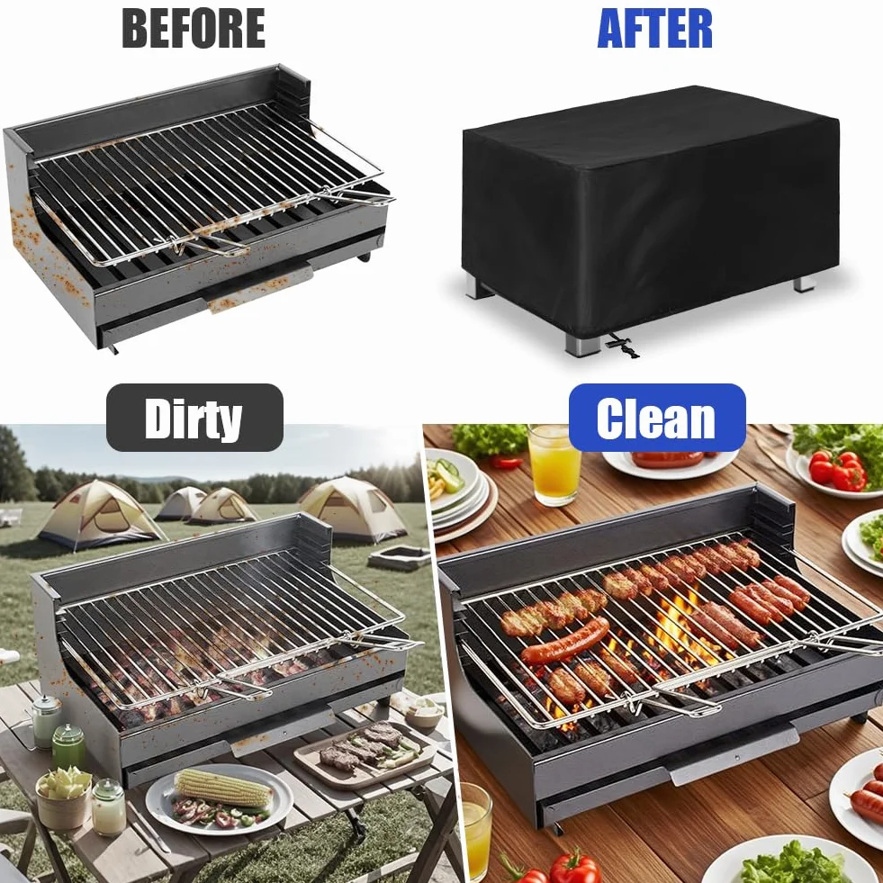 OFFCUP Pokrowiec na grilla na zewnątrz, odporny na warunki atmosferyczne, odporny na warunki atmosferyczne, pokrowiec na grill gazowy ze sznurkiem, wodoodporny, odporny na promieniowanie UV