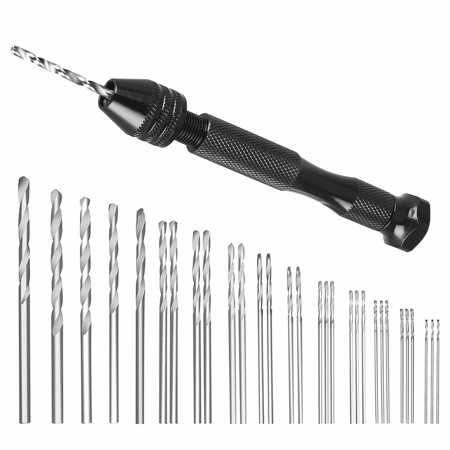 Linkstyle 31szt Mini Wiertarka Ręczna, 0,5-3,0mm Precyzyjne Mikro Spiralne Wiertła do Tworzenia Modeli Rękodzieła Rzeźby Drewna