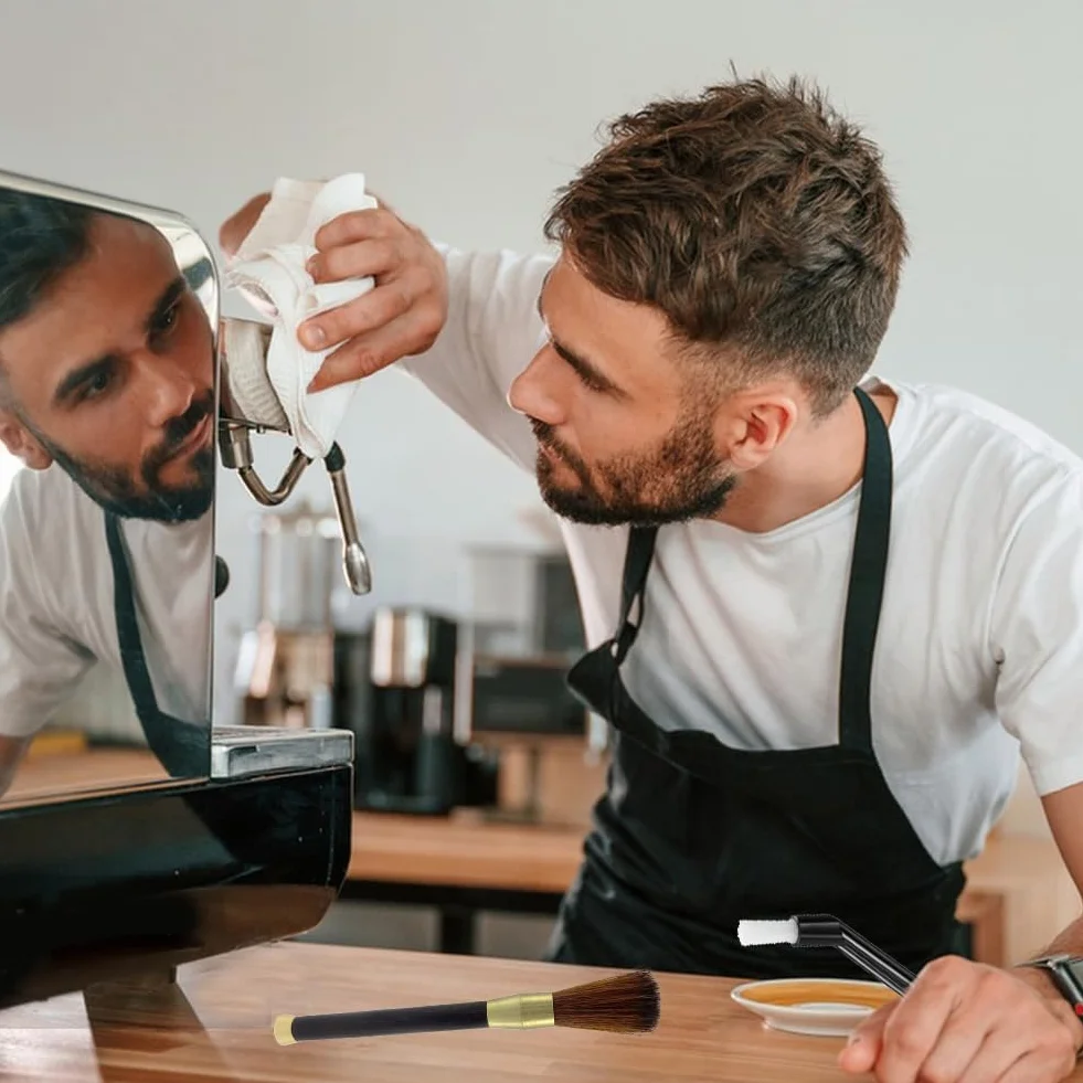 Barista zestaw szczotek do czyszczenia kawy, twarde i miękkie włosie, do młynka i ziaren