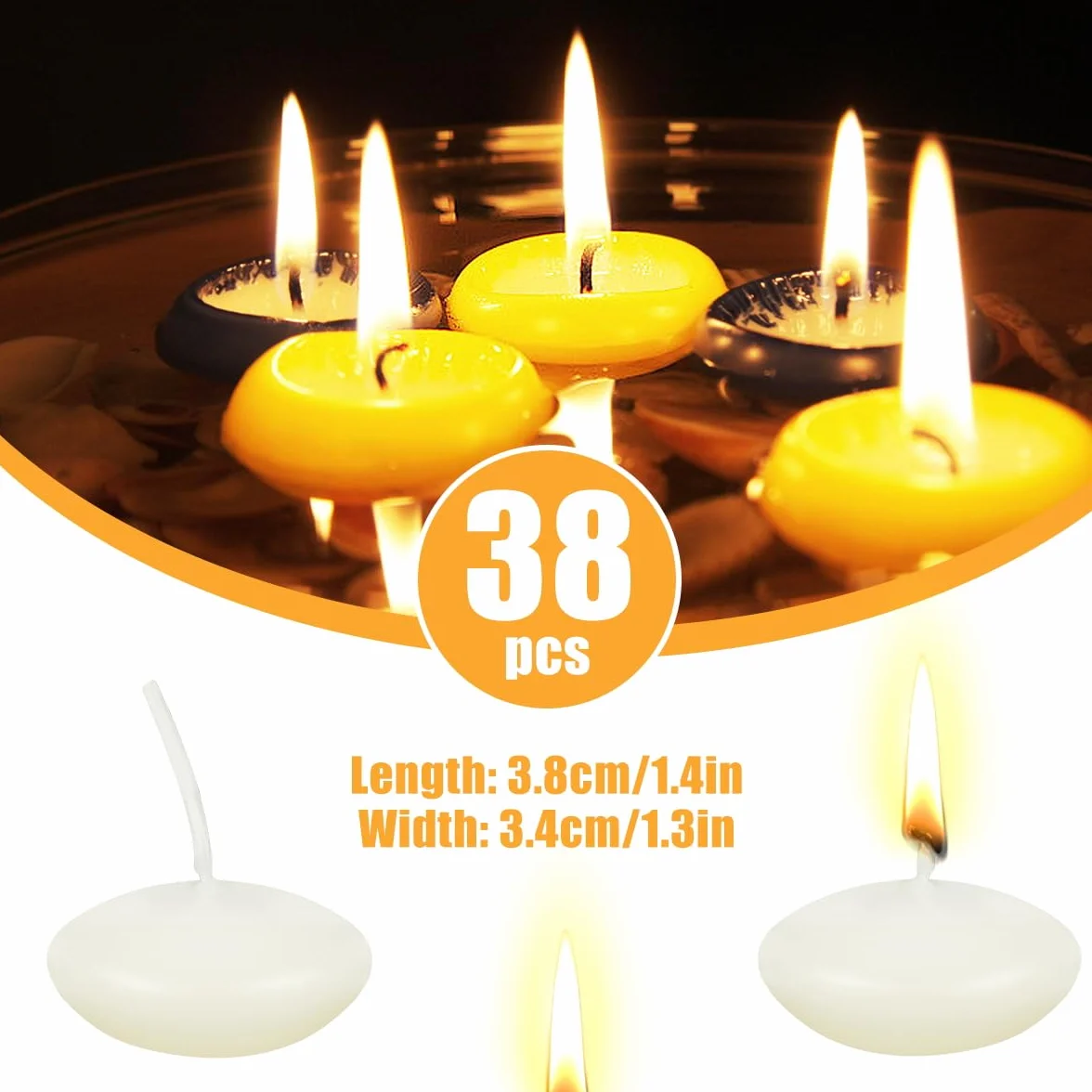 Świece pływające białe, 38 sztuk pływających świec, do dekoracji, czas palenia 1,5-2 godzin, pływające świece do basenu, spa, wanny, na wesele