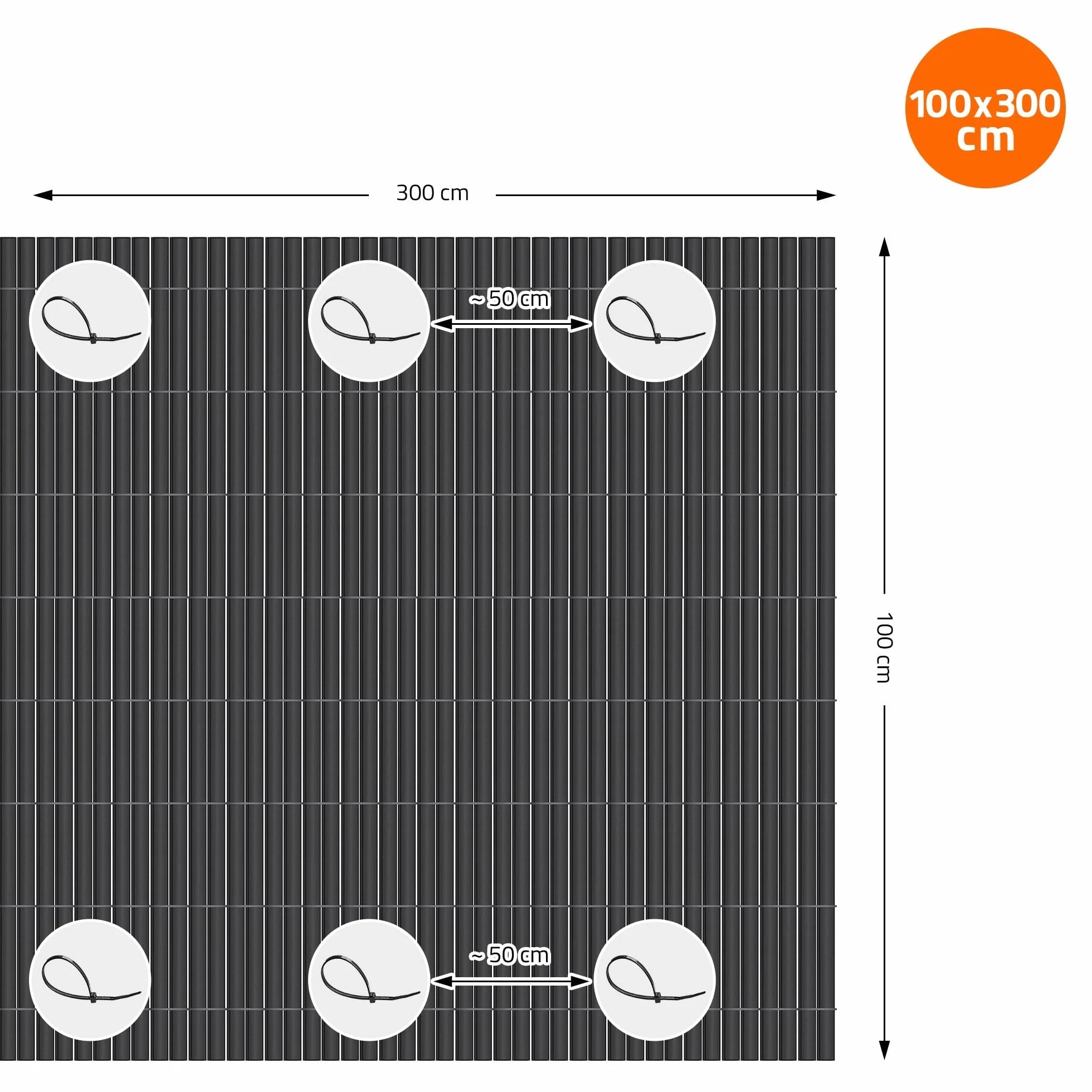 ECD Germany Mata parawanowa z PVC 100x700 cm (1x3m + 1x4m) antracyt, ogrodzenie zapewniajace prywatnosc, wzmocnienie 3-wagowe, odporne na promieniowanie UV, parawan balkonowy parawan do ogrodu tarasu