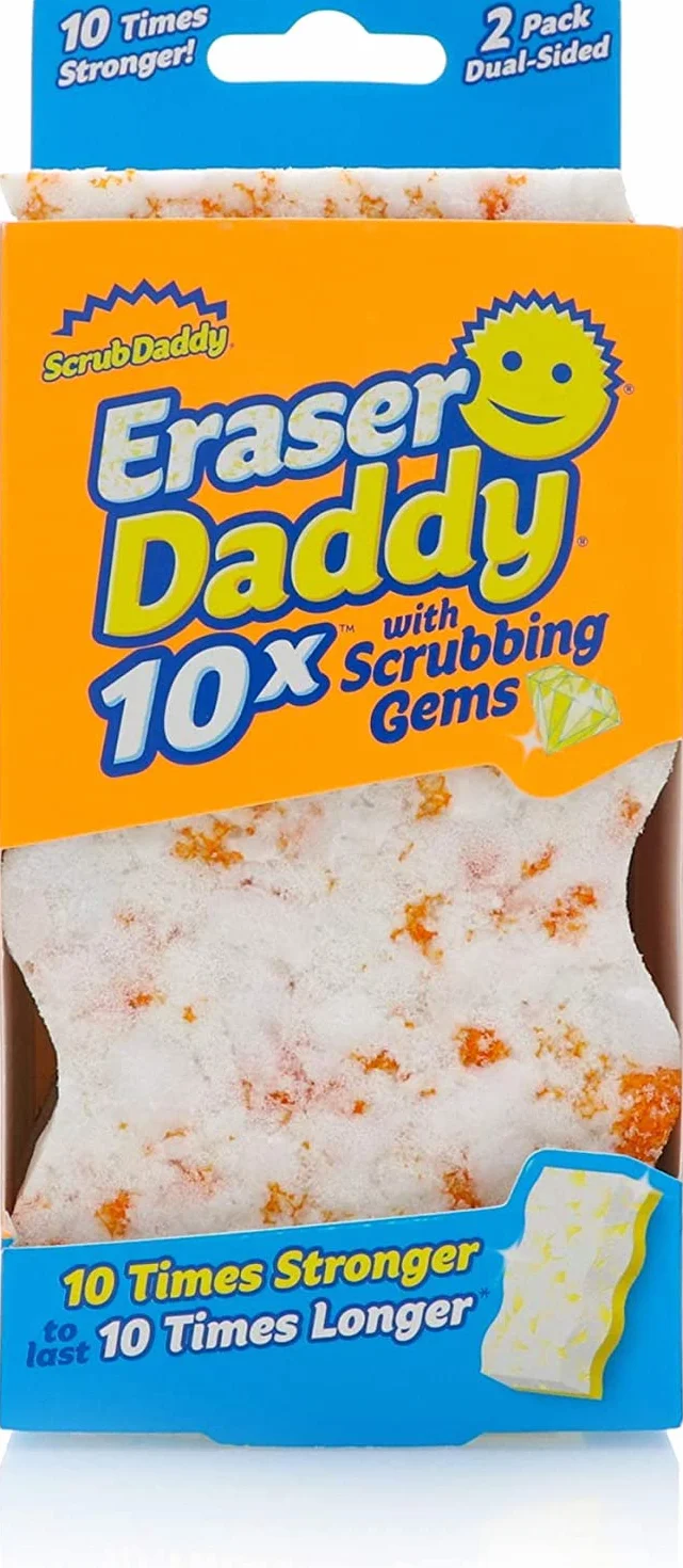 Scrub Daddy Eraser Daddy 10 x magiczne gumki do ścierania, mocne i trwałe melaminowe podkładki do czyszczenia ścian, dwustronne podkładki do szorowania, uniwersalne gąbki do czyszczenia malowanych