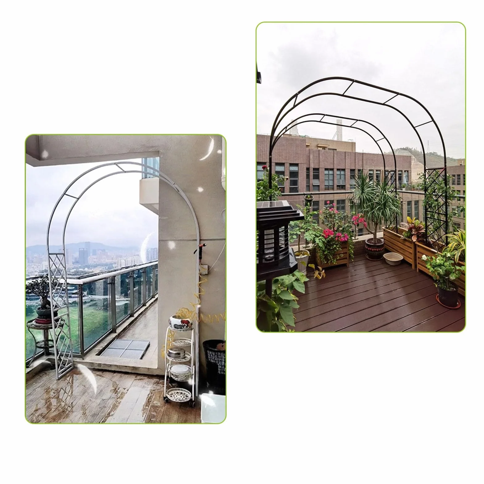 Nierdzewny metalowy łuk ogrodowy krata do roślin pnących na zewnątrz altana ślubna regulowana pergola (180-350 cm) do dekoracji patio i podwórka trwała i stylowa (brązowy szer. x wys.: 140 x 270 cm)
