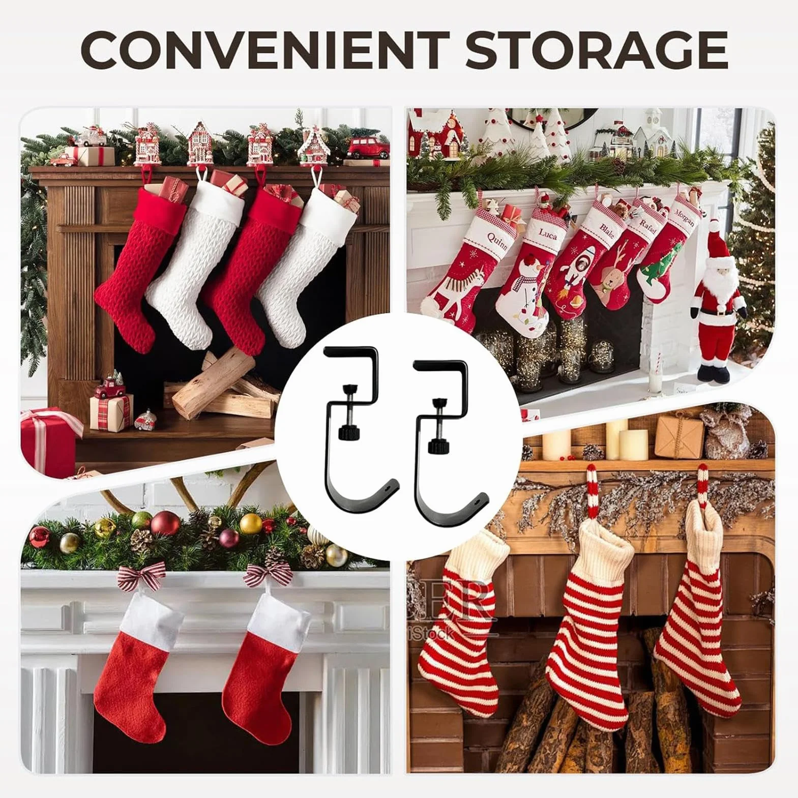 Christmas Stockings Holder - Fireplace Garland Hanger, Stocking Holders for Mantle| Christmas Stockings Holder Hanger | Metal Hooks for Hanging Chriistmas Stocking,Stôcking Holders fôr Mantle