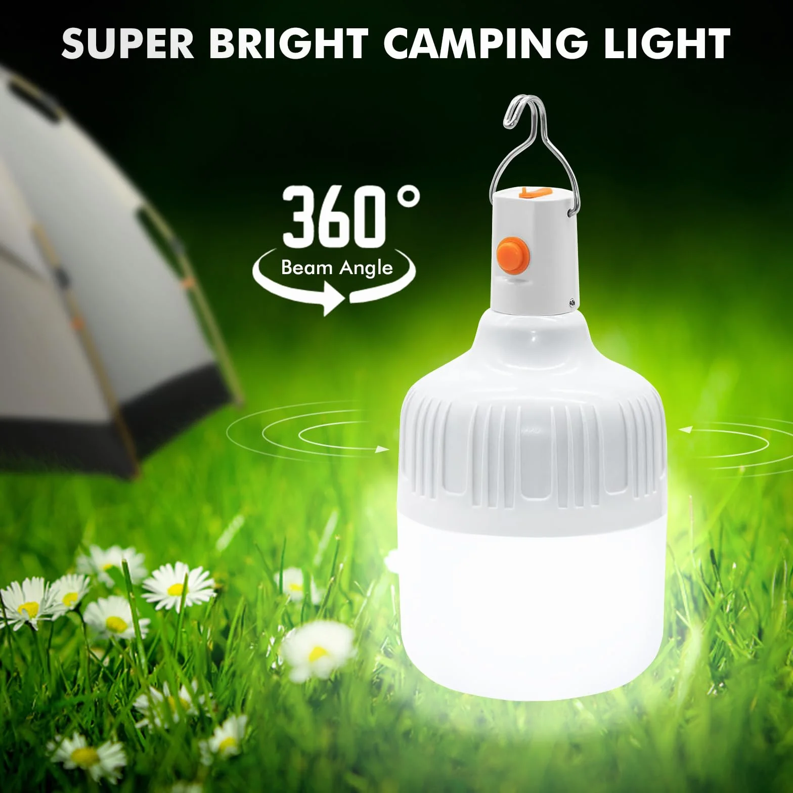Lampa kempingowa LED, super jasna, 500 lumenów, 2 tryby świecenia,lampa awaryjna, zasilana bateriami, nadaje się do nocnych wędrówek, oświetlenia namiotu, w sytuacjach awaryjnych awarii zasilania itp