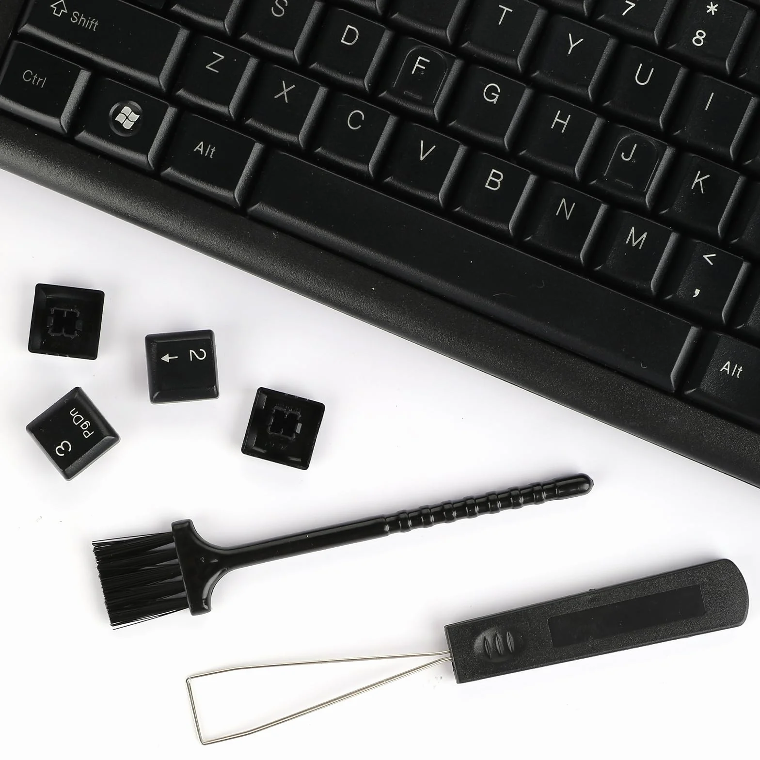 Mozeat Lens Pack 2 sztuki Uniwersalna klawiatura Nasadki na klawisze Ściągacz do przełączników Ściągacz do klawiszy Narzędzie do ściągania klawiszy Szczotka do czyszczenia klawiatury Środek do