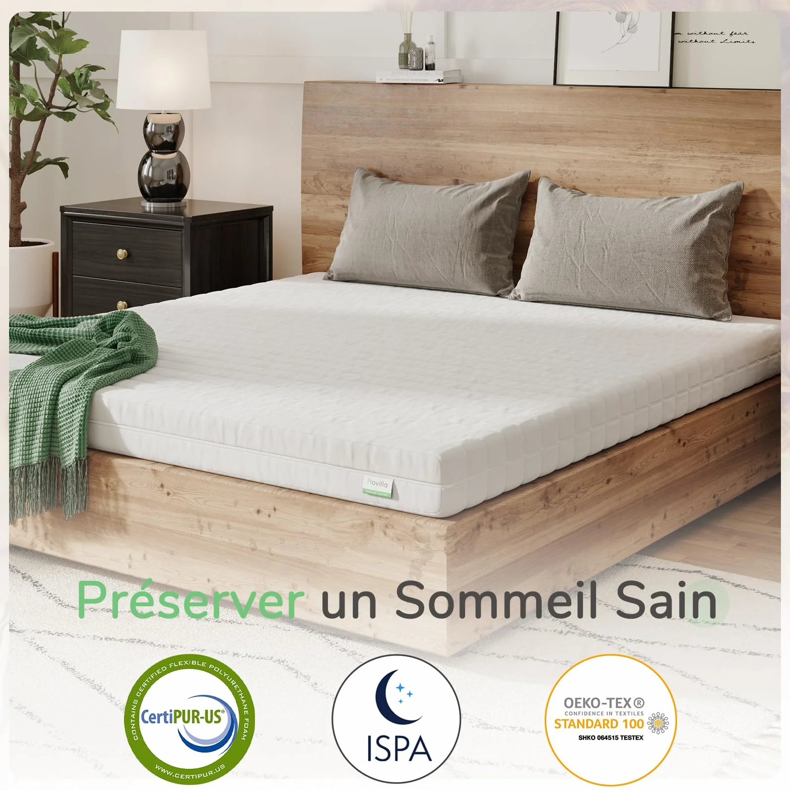 Novilla Materac 80 x 200 cm, H2 i H3, 7-strefowy materac z zimnej pianki, poszewka nadaje się do prania w 60°, materac piankowy, zwijany materac 2 w 1, certyfikat Öko-Tex, wysokość 16 cm