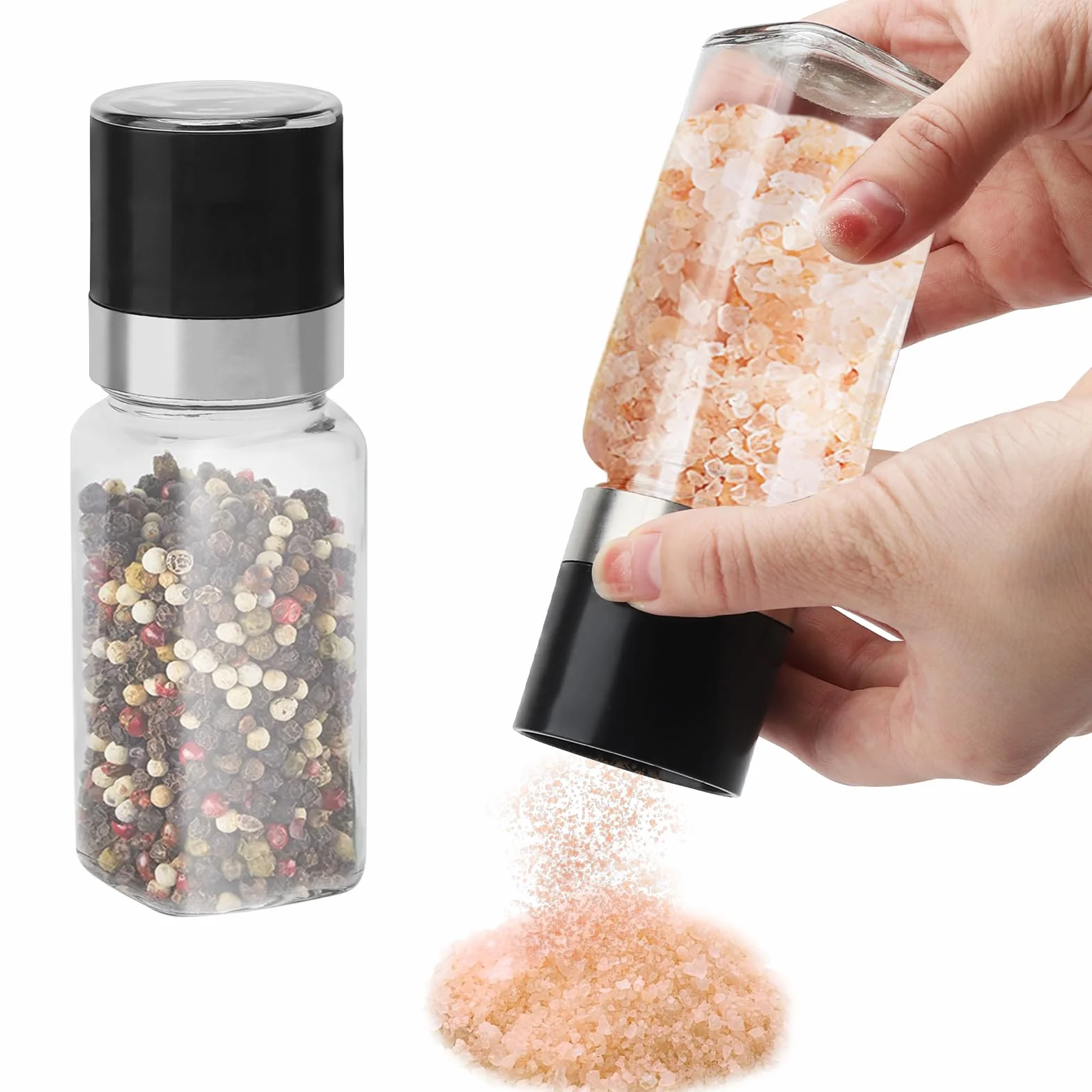 Zestaw 2 regulowanych młynków do soli i pieprzu ceramicznych 120 ml