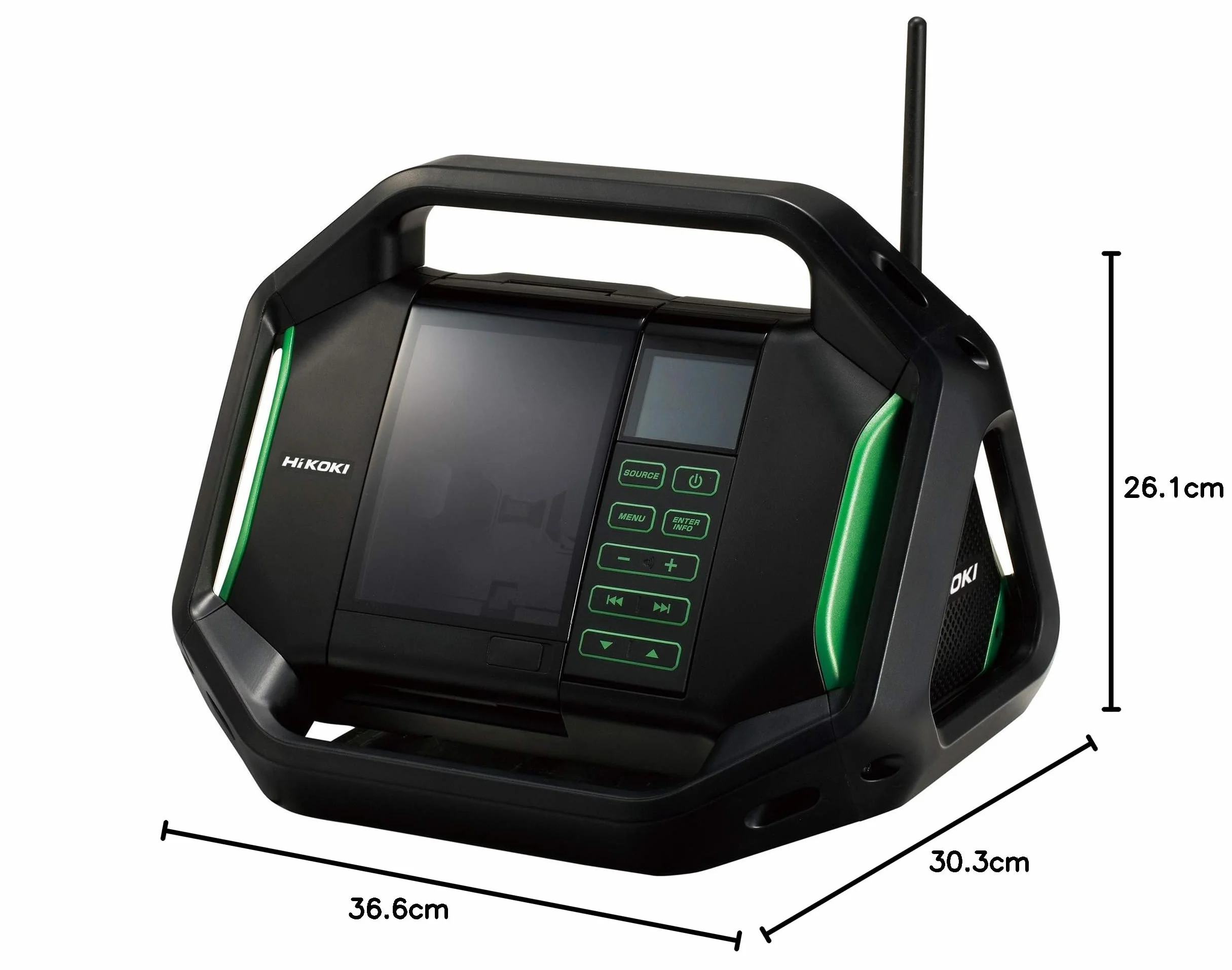HiKOKI Baustellenradio UR18DSAL (18V, FM, AUX, USB, IPX4-Schutz, bis zu 19 Stunden Akkulaufzeit mit 5.0 Ah Akku)