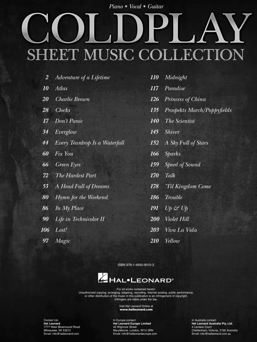 Coldplay Sheet Music Collection: Piano-Vocal-Guitar