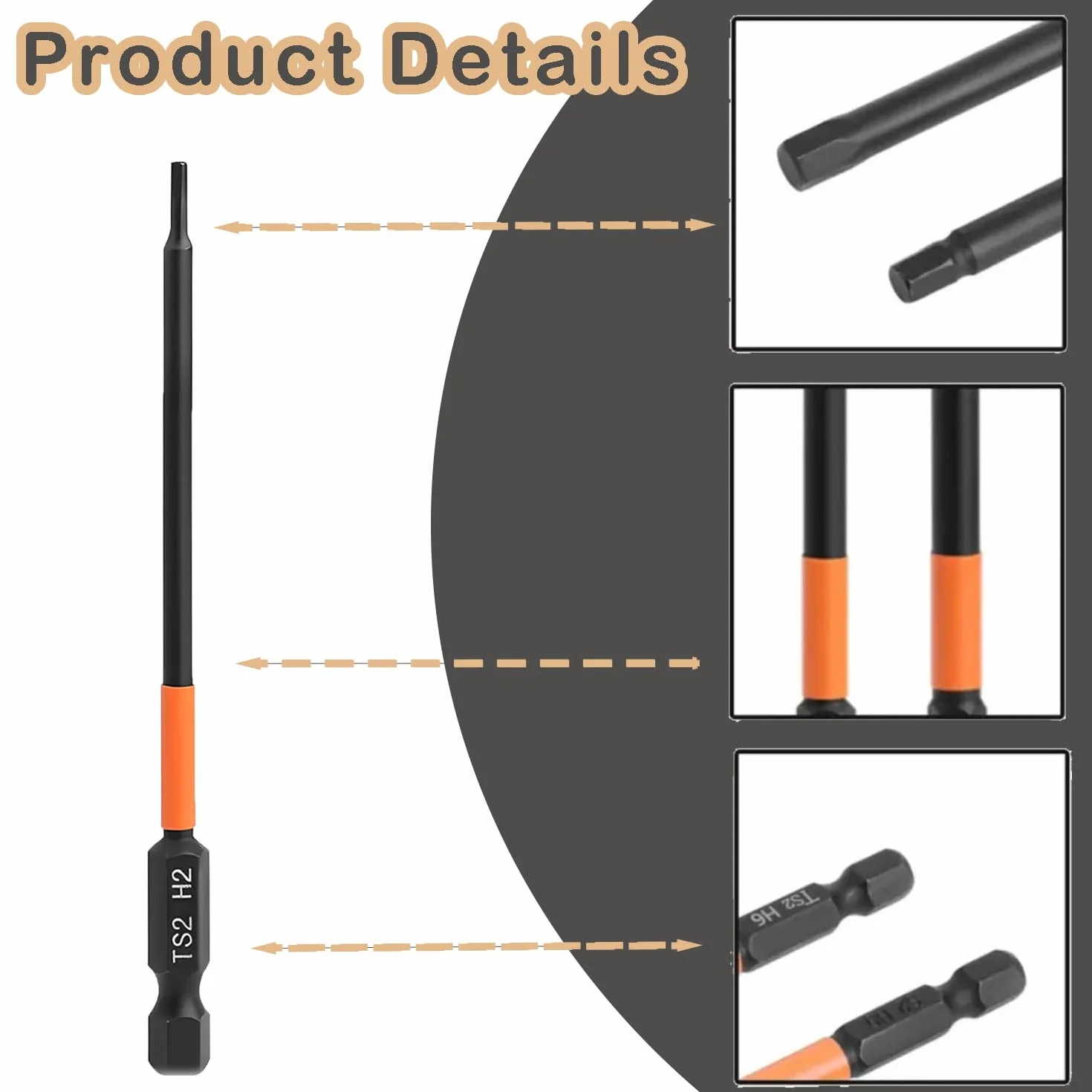 Impact Hex Head Allen Bit Break,6 szt. Śruby sześciokątne 1/4" S2 stalowe magnetyczne sześciokątne bity wkrętaków do montażu mebli i napraw samochodów