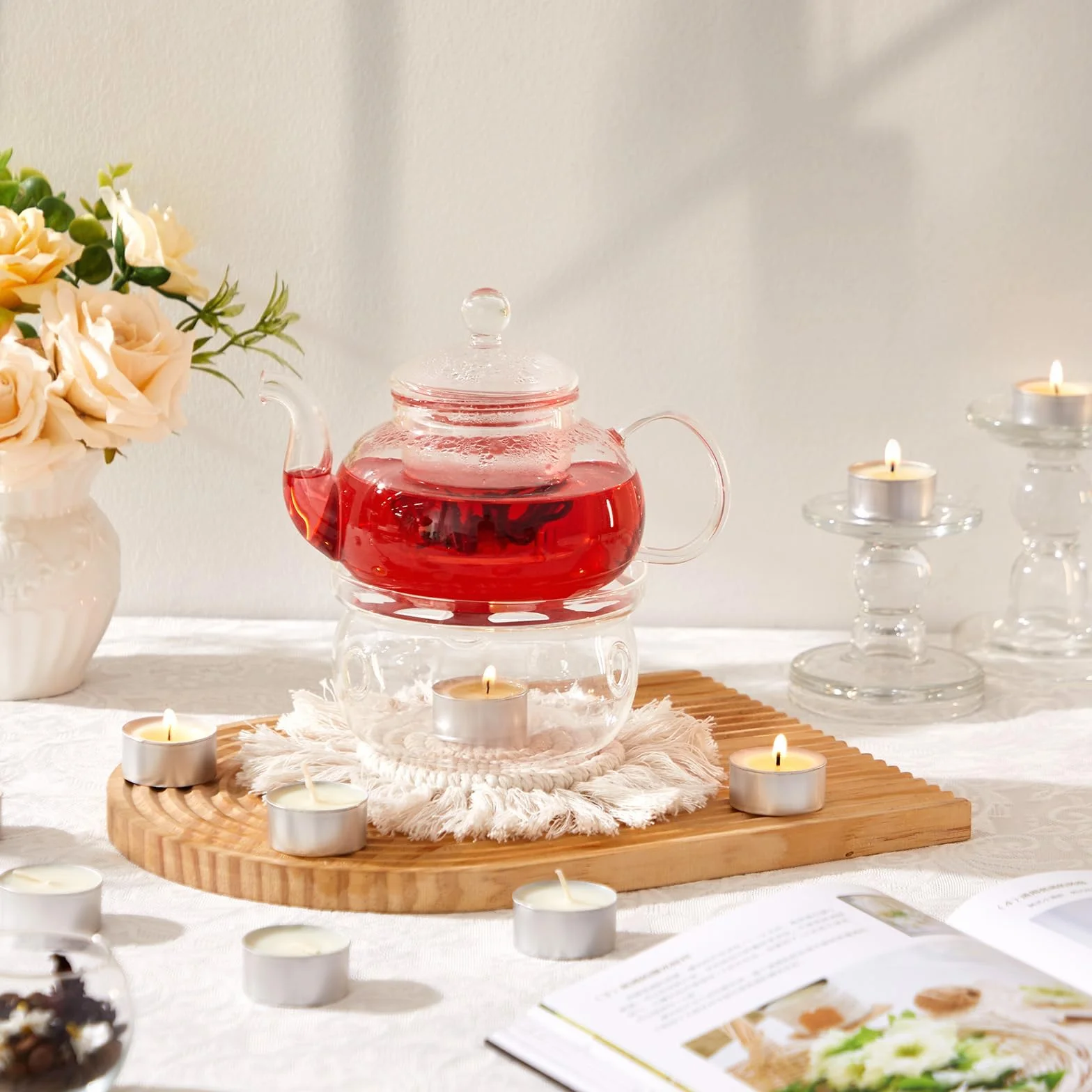 Ashlux Bezzapachowe świece palmowe tealight, 50 sztuk, 4,5 godziny palenia, białe bezdymne świeczki bez parafiny, do dekoracji stołu, ślubów i imprez