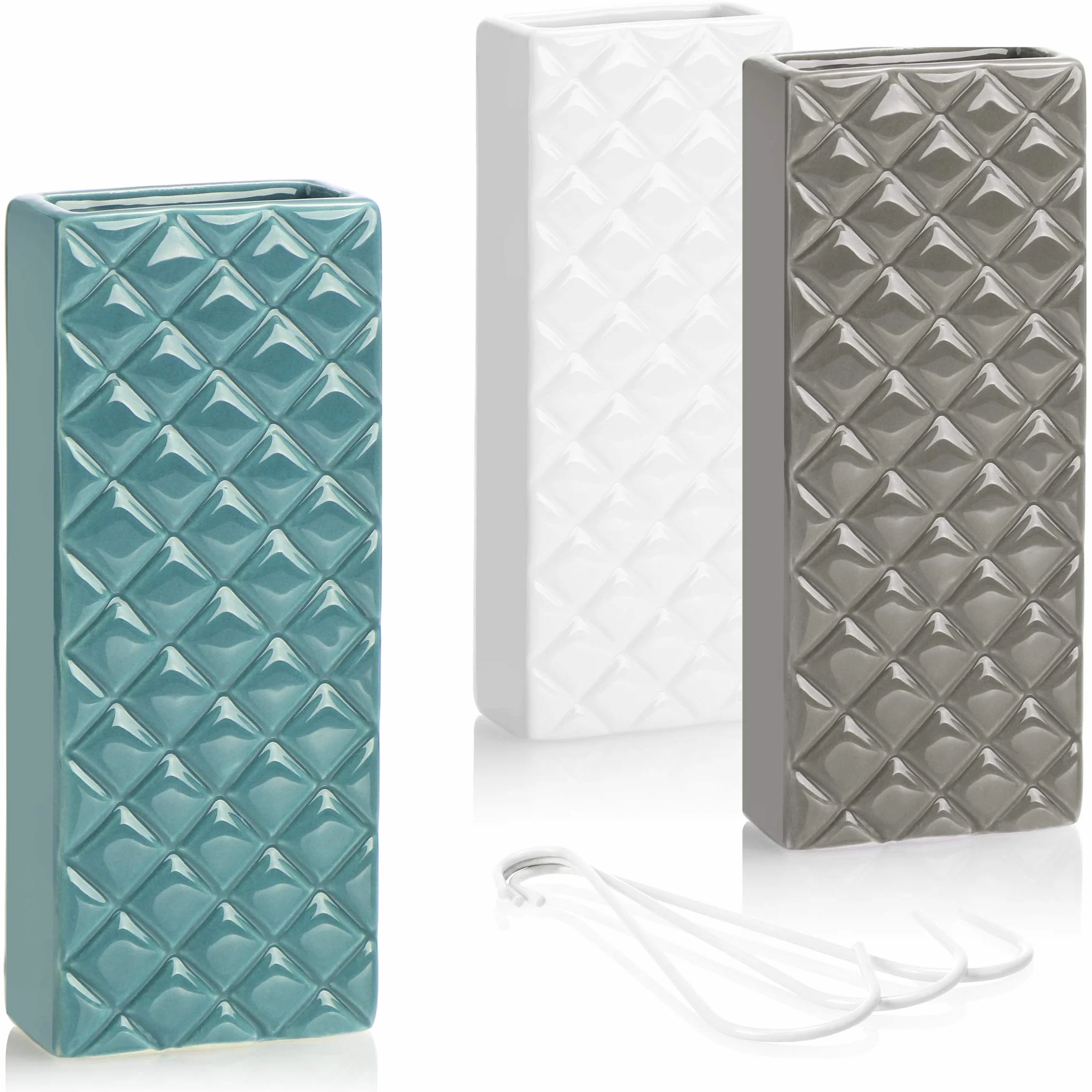 COM-FOUR® 3x ceramiczny nawilzacz powietrza - parownik grzejnikowy do nawilzania powietrza w pomieszczeniu - parownik wodny z hakiem w ksztalcie litery S (3 sztuki - diament)
