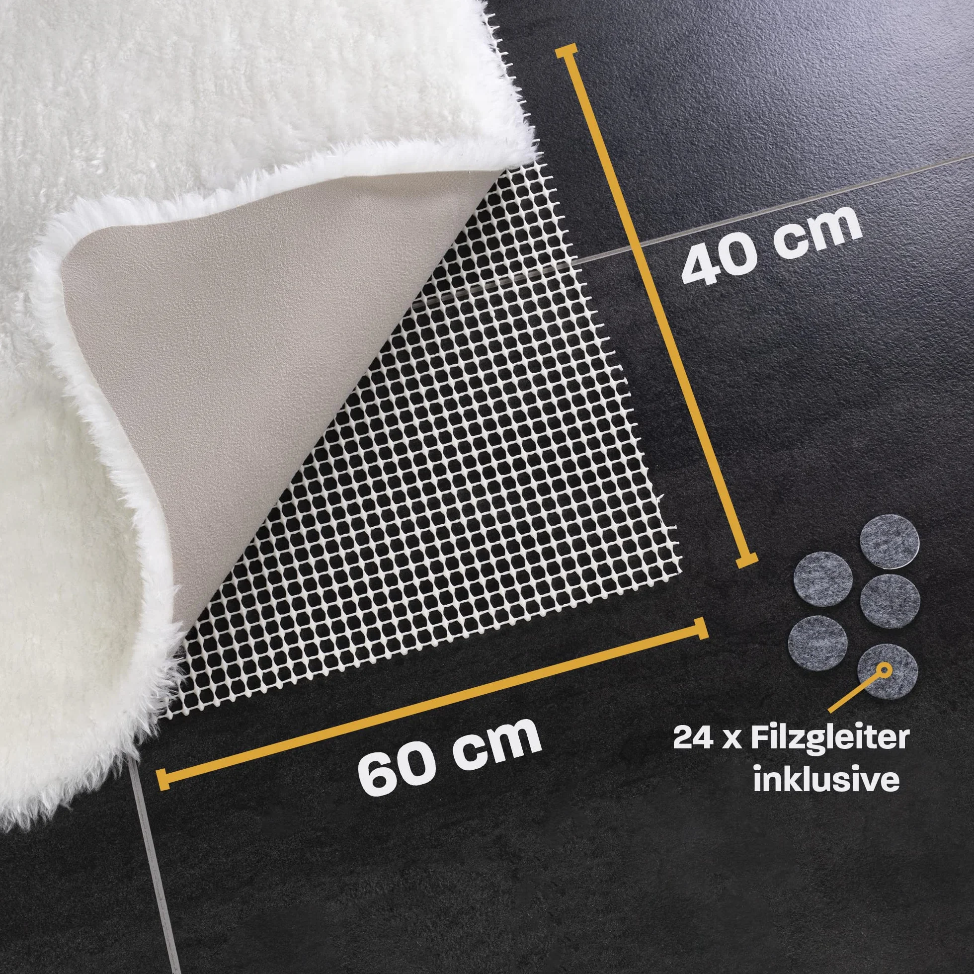 Hinrichs Mata antypoślizgowa do dywanu 40 x 60 cm – podkładka pod dywan z możliwością przycięcia, antypoślizgowa, w zestawie 12 podkładek filcowych