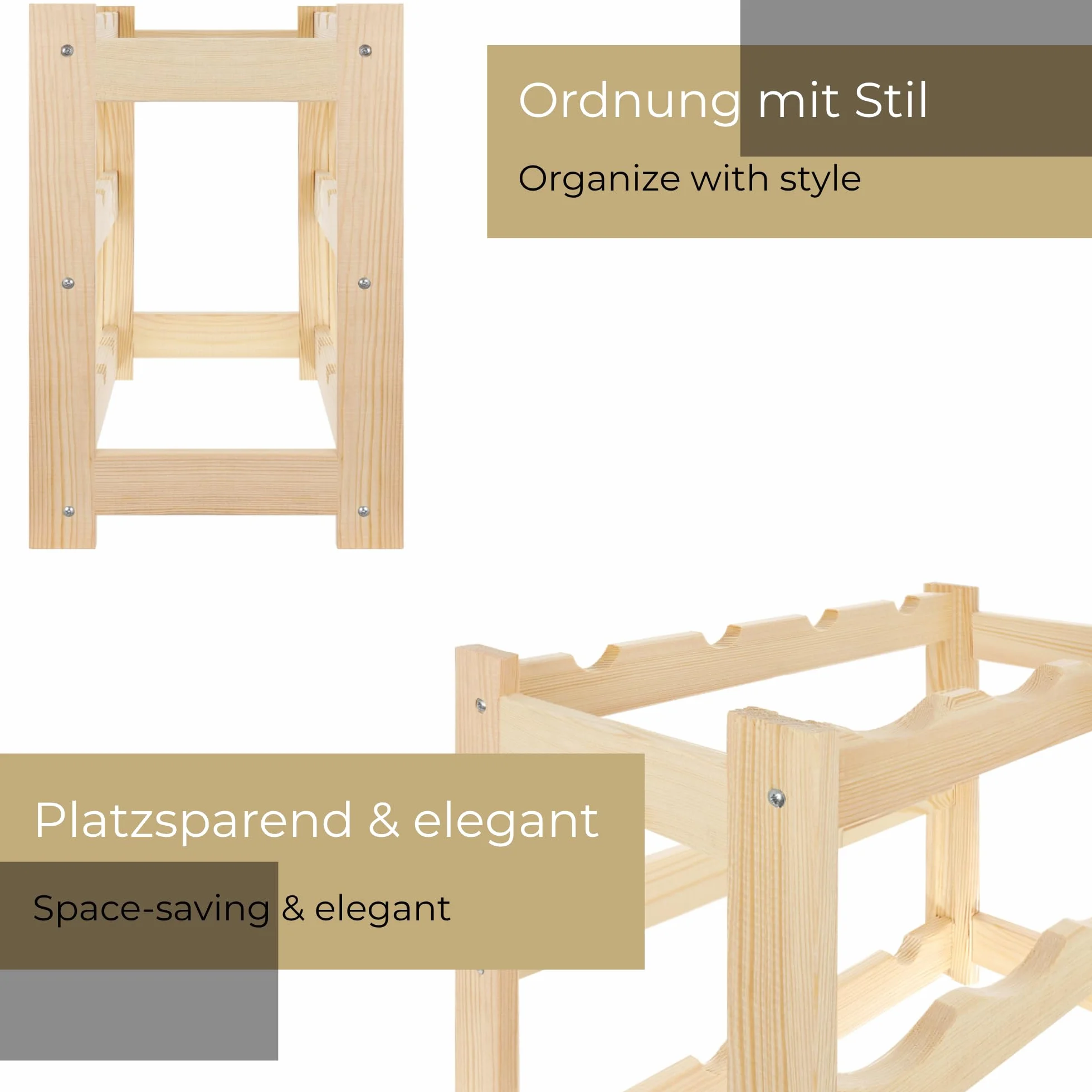 Regał Na Wino Drewniany Na 12 Butelek 44x38x25 cm Naturalne Drewno Stojak