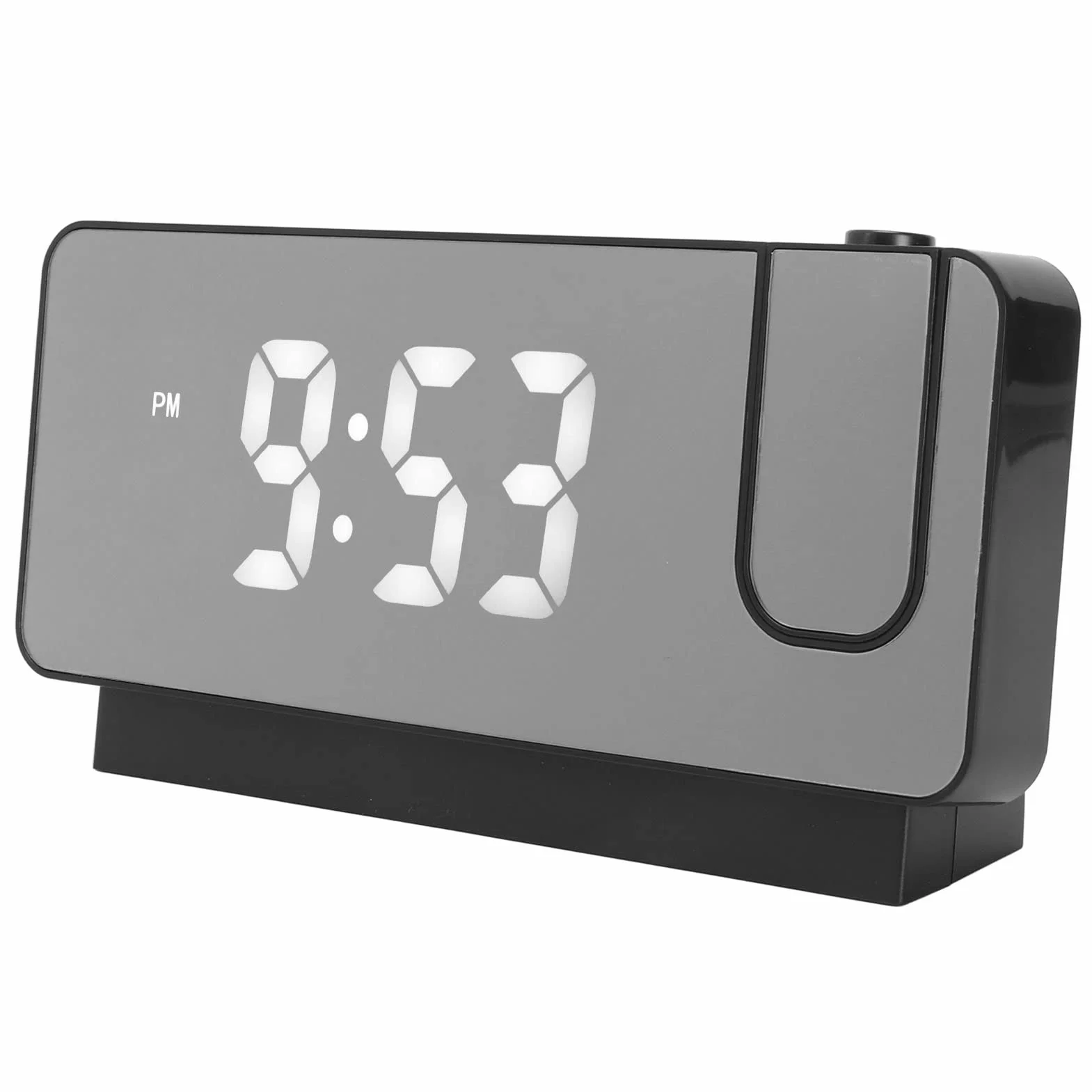 Budzik Projekcyjny, Budzik HD LED z projekcją na ścianie Sufitowej Cyfrowy Budzik z Obracanym o 180° Projektorem, funkcją Drzemki, temperaturą, Nocnym Zegarem dla Osób śpiących (Czarny)