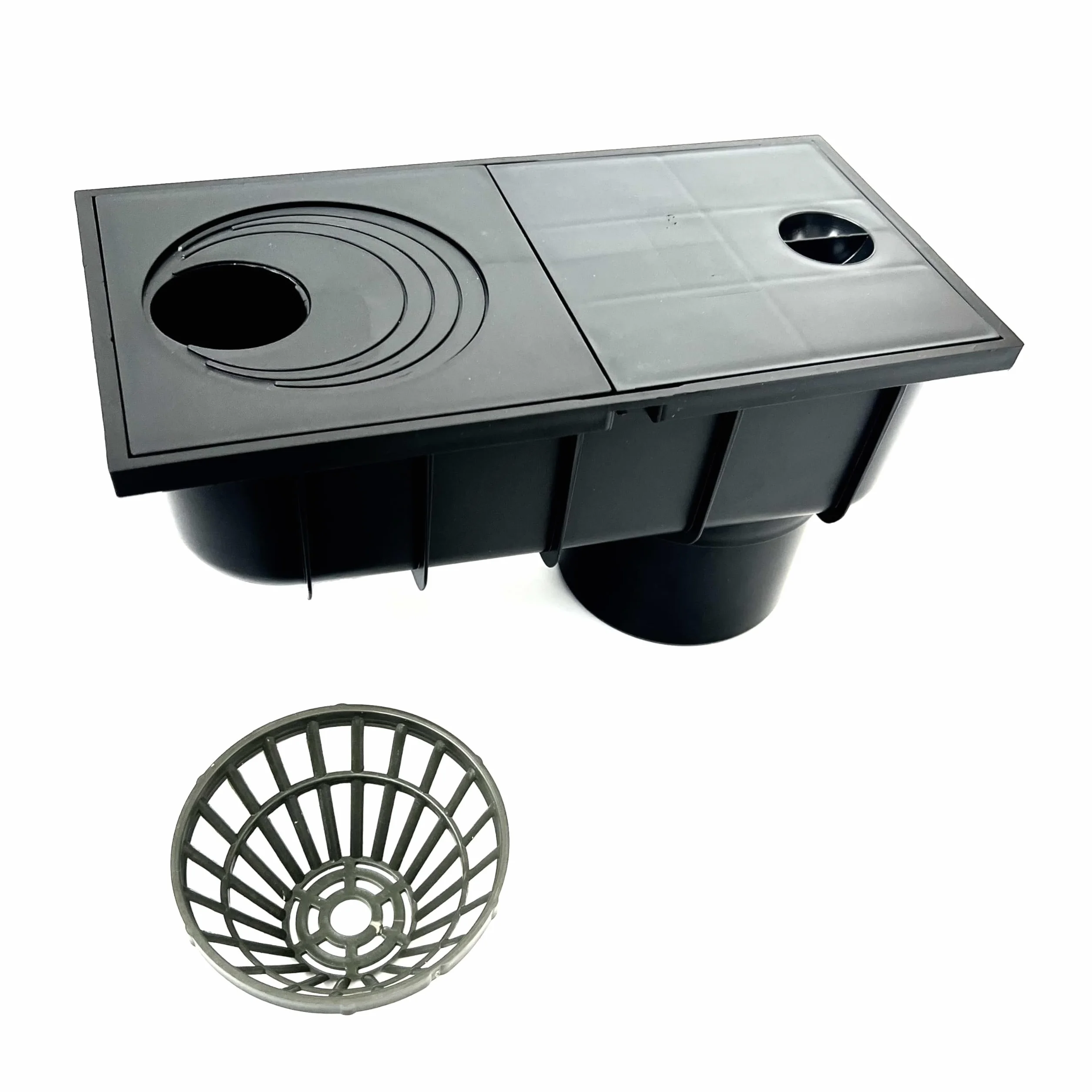 6 sztuk odpływu wody deszczowej od 50 mm do 110 mm z sitkiem, odpływ wody deszczowej DN110, czarny, filtr do wody deszczowej, uniwersalny do różnych rozmiarów rur