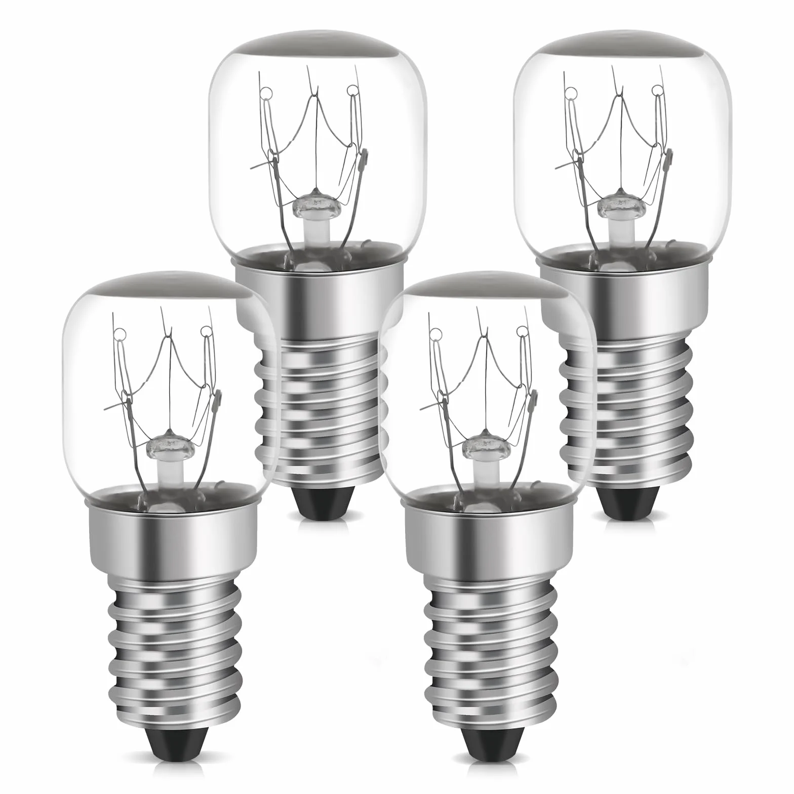 YIIFELL Lampa do piekarnika, E14, żarówka do piekarnika, 15 W, 300 bard, odporna na wysokie temperatury, do piekarnika, grilla, lampy solnej, lampa do lodówki z kapsułką T22, 4 sztuki