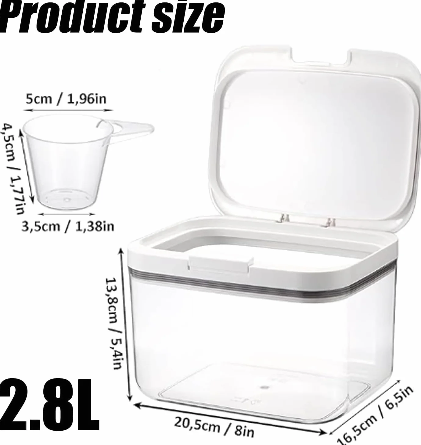 Pojemnik na detergent LINLINOI 2,8 l, dozownik proszku do prania z jednym przyciskiem, uniwersalny słoik na detergent, kapsułki do prania i karmę dla kotów – praktyczny organizer do łazienki i kuchni