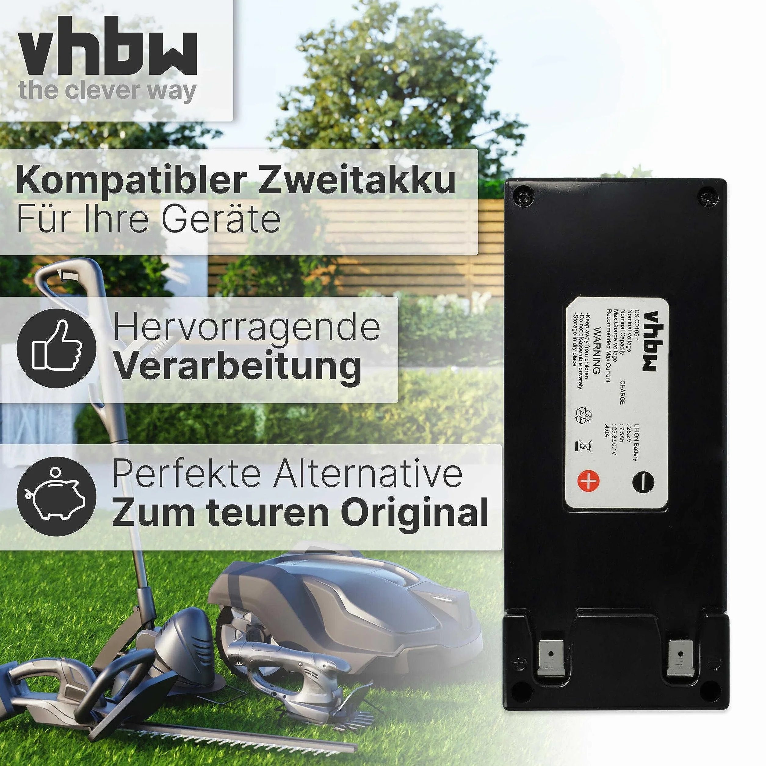 vhbw 1 x akumulator kompatybilny z Ambrogio L30, L50, L60, L75, L85, L100, L200, L300, L400 - zamiennik do CS-C0106-1