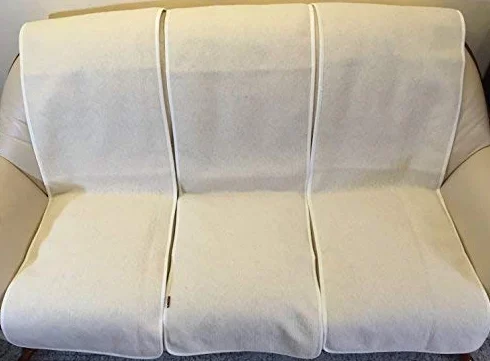 Ochraniacz na fotel o wyglądzie fali, biały, 50 x 200 cm, 100% wełna z merynosów