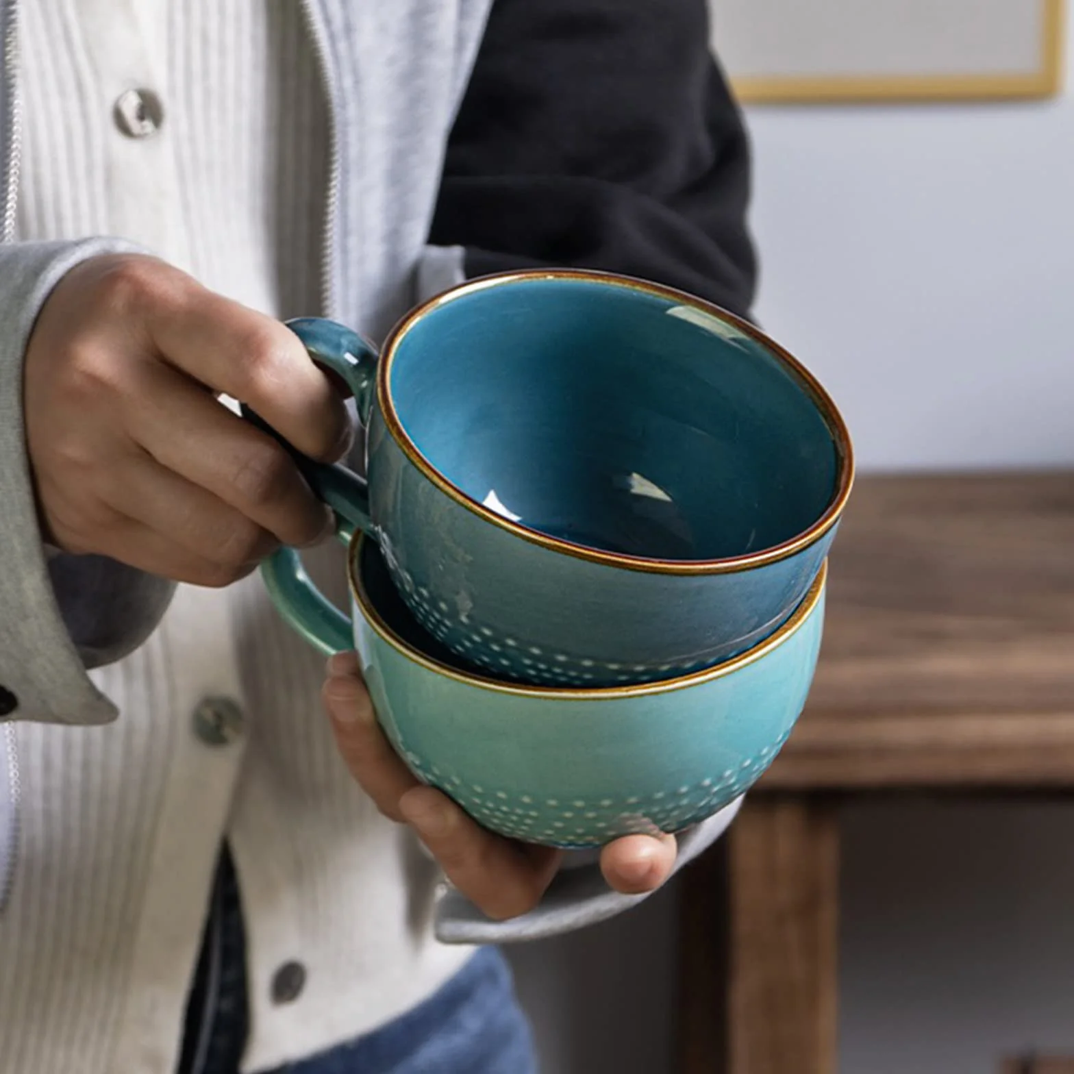 Filiżanka do kawy 700 ml z kamionki XXL kubek ceramiczny