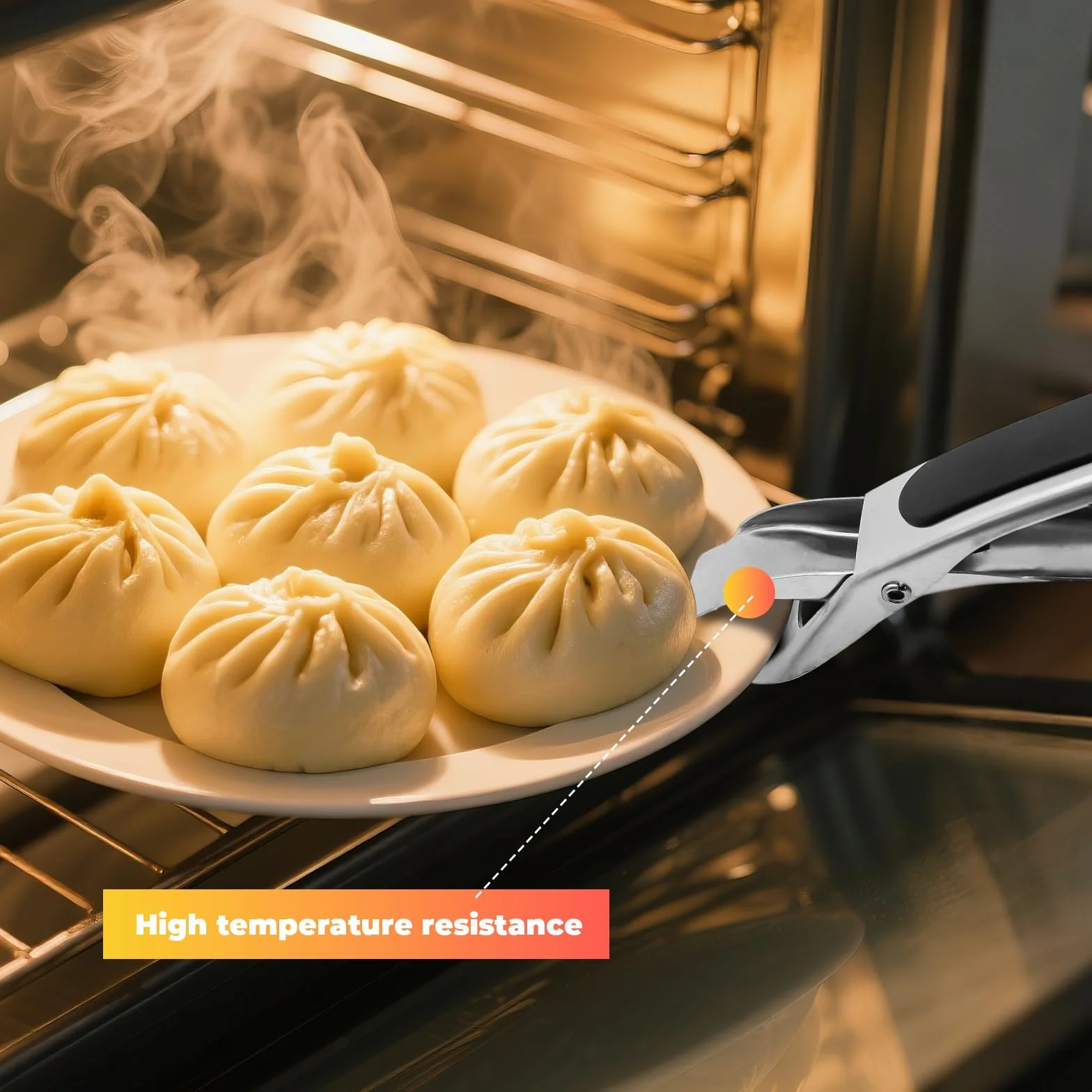 2 szczypce do frytkownicy na gorące powietrze, szczypce do Airfryer, ze szczotką silikonową, stal nierdzewna, antypoślizgowe, odporne na wysokie temperatury, czarne