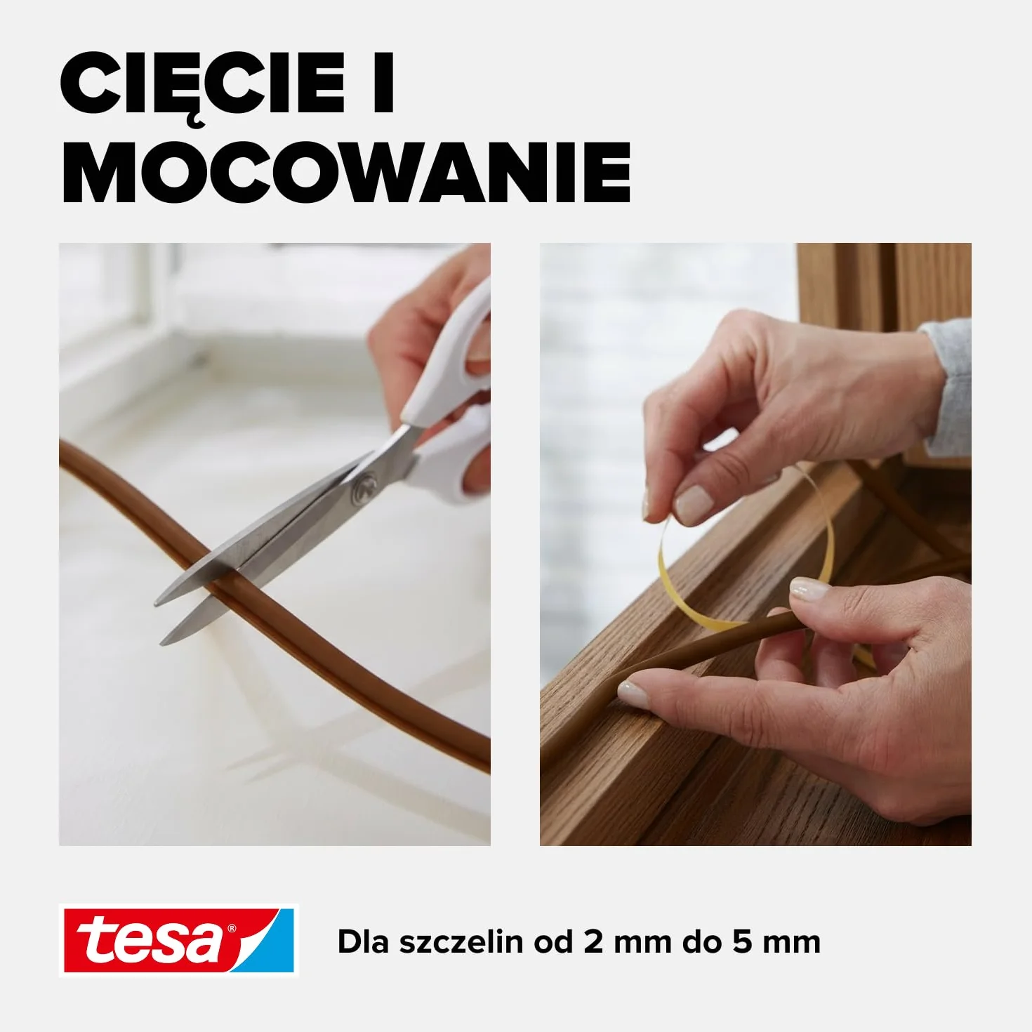 tesa INSULATION L uszczelka gumowa - Samoprzylepna uszczelka do izolacji szczelin w oknach i drzwiach - Brązowa - 6 m x 9 mm x 5,5 mm