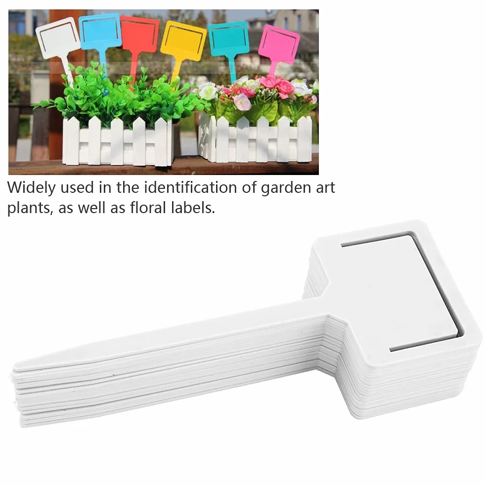 20 szt. Trwałe Etykiety z PVC dla Roślin Ogrodowych do Szkółki Kwiatów z Palikami, do Narzędzia Przechowywania Nasion w Ogrodzie, Rozpoznawania Odmian Roślin (WHITE)