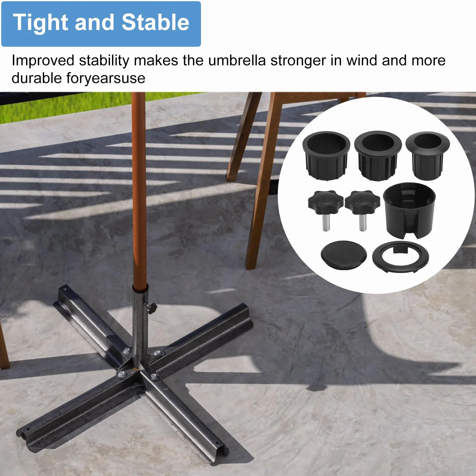 8 sztuk pierścieni redukcyjnych do parasol przeciwsłonecznych, części zamienne do parasoli przeciwsłonecznych, adapter redukcyjny do stojaka na parasol tarasowy, części zamienne do parasoli