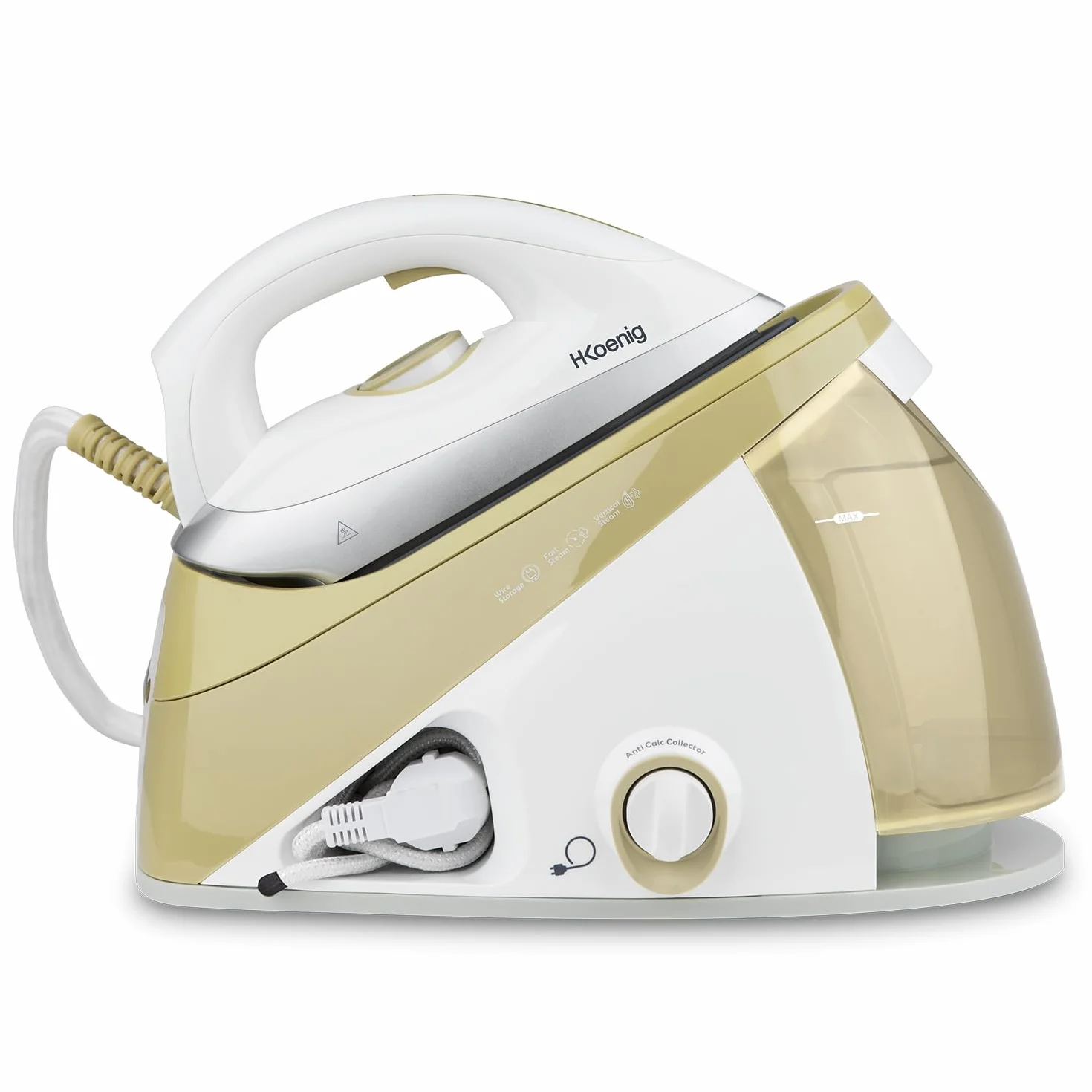 H.Koenig V28 wysokociśnieniowy parowiec, 6 bar, mocny, ciągły, efekt pary, 150 g/min, nieograniczona autonomia, pionowa para, EasyGlide ceramiczna podeszwa, mocna 2400 W, 1,1 l, przeciw wapieniu