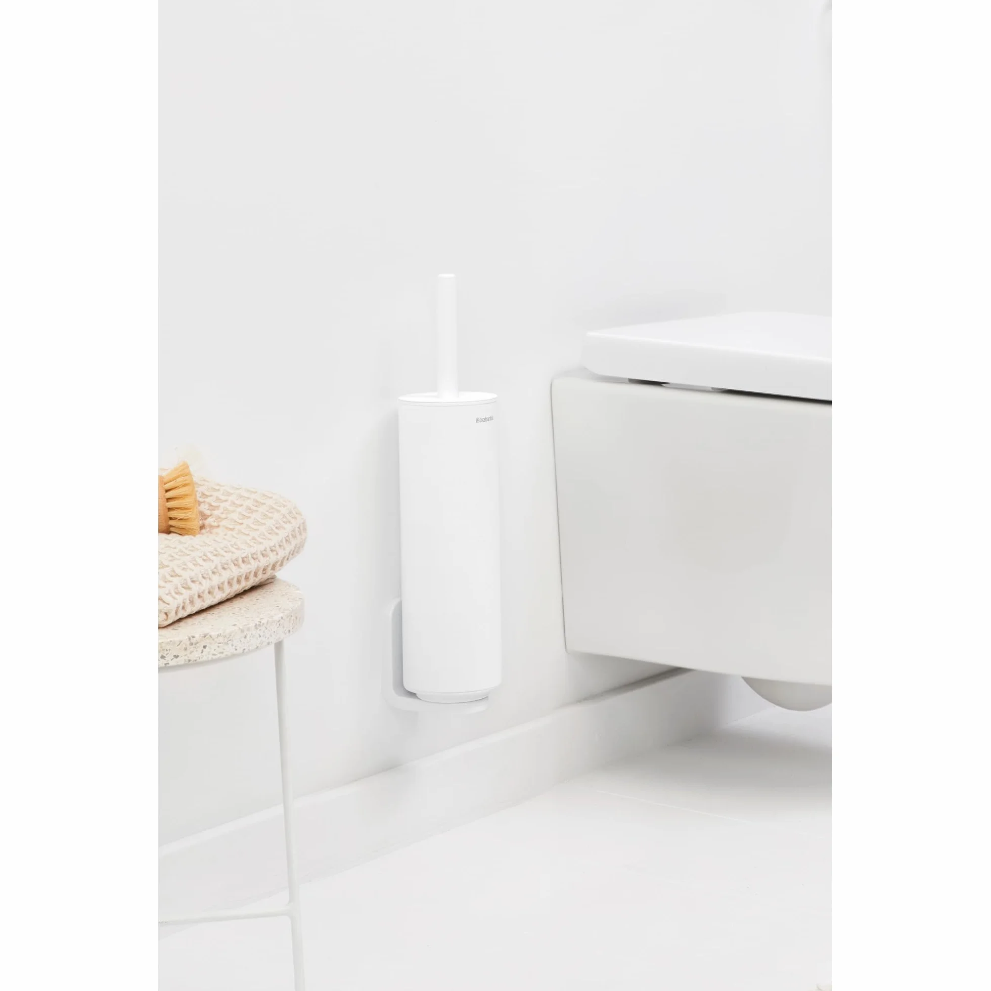 Brabantia, Mindset Szczotka Toaletowa w Obudowie, Szczotka z Włosiem, Stalowy Uchwyt Ochronny, Odporna na Korozję, Akcesoria Łazienkowe, Fresh White 42, 11, 9,6 cm