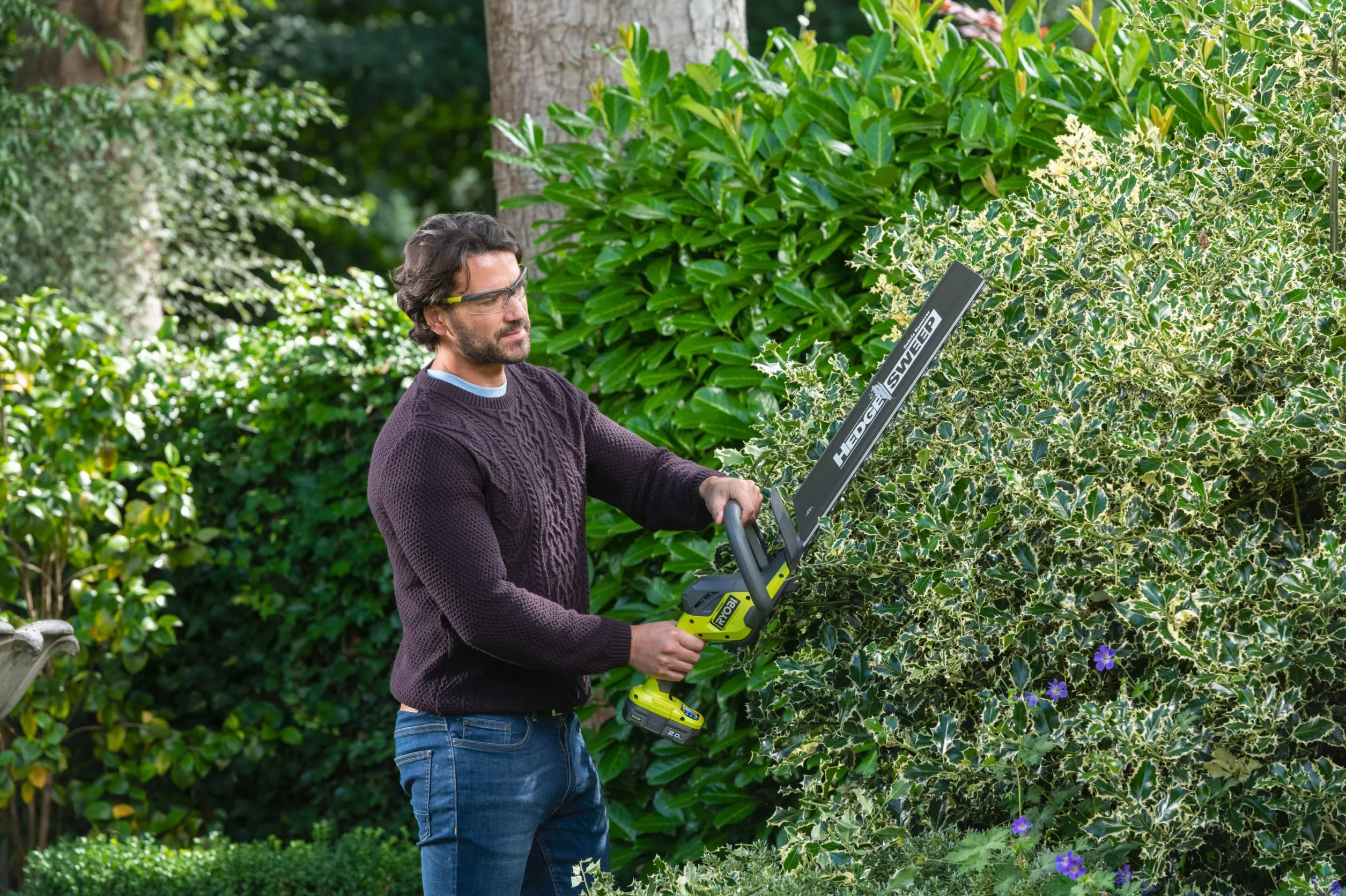 Ryobi Nożyce do Żywopłotu 18V RY18HT50A-0, Długość Ostrza 50 cm, Zakres Pracy 24 mm, 1350 obr/min, Ostrze Szlifowane Diamentowo, Wersja bez Akumulatora i Ładowarki
