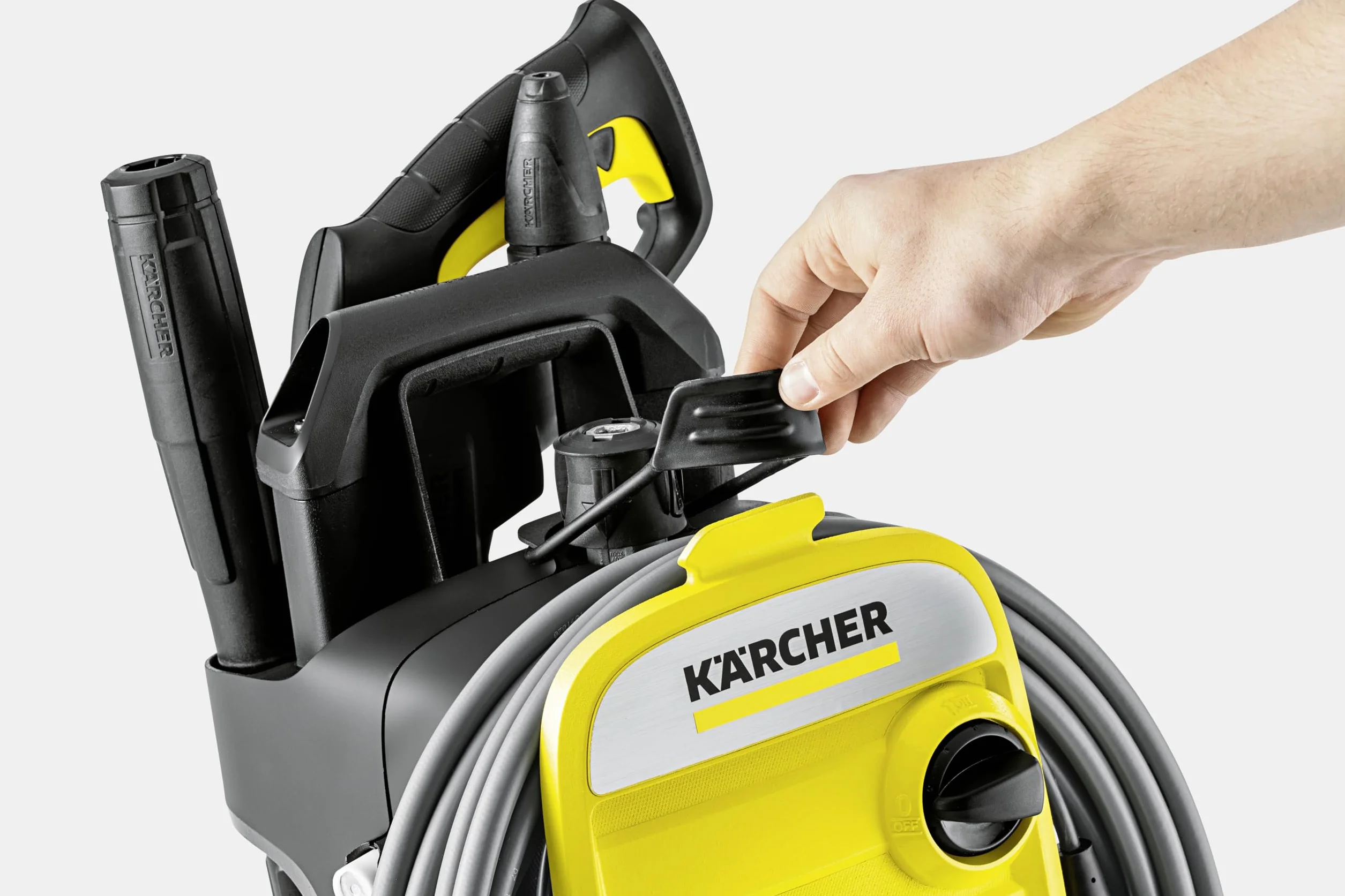 Kärcher K 5 Compact myjka ciśnieniowa, ciśnienie: 145 bar, wydajność: 500 l/h, wydajność powierzchniowa: 40 m²/h, filtr, waga: 12 kg, wąż i pistolet, dysza rotacyjna, lanca Vario Power