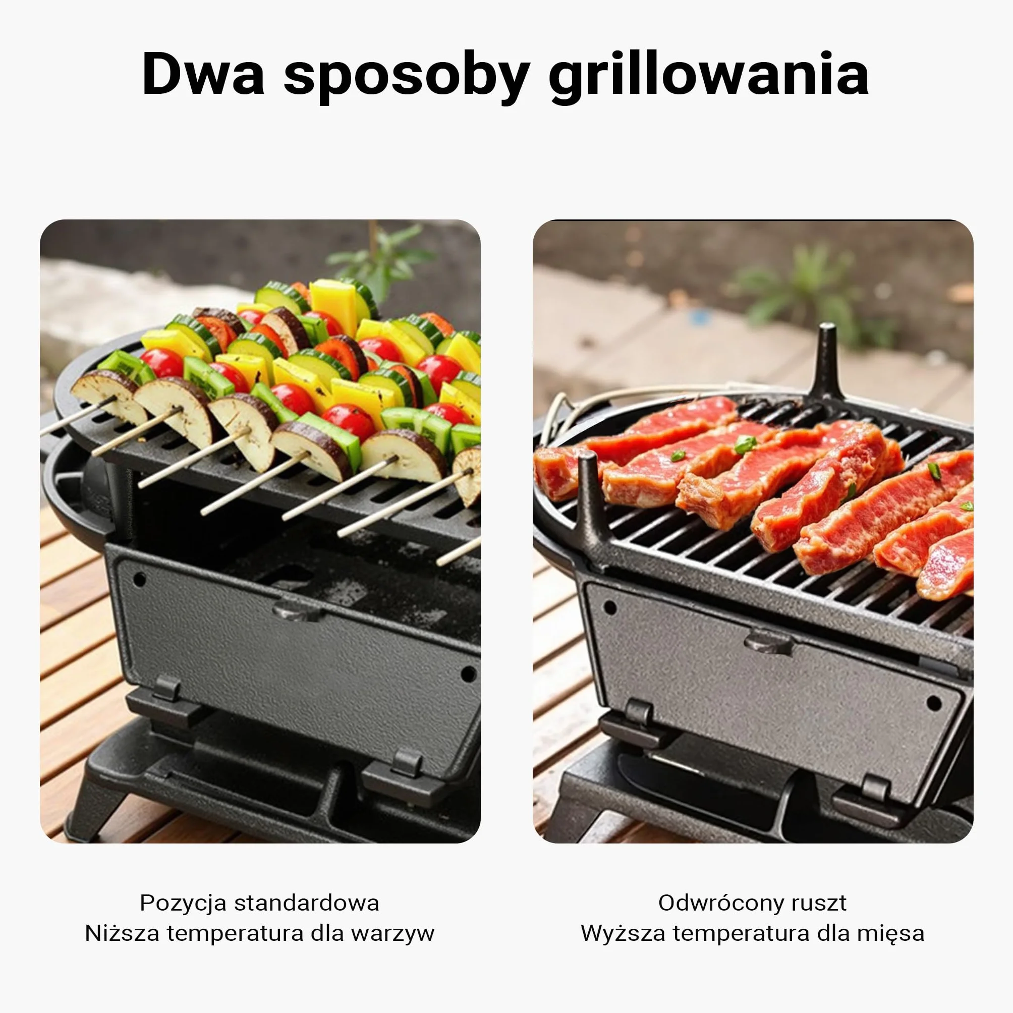 Wiltec Przenośny grill żeliwny o wymiarach 500 x 270 x 210 mm, z uchwytami i płytą do grillowania, miska na węgiel z otworem wentylacyjnym