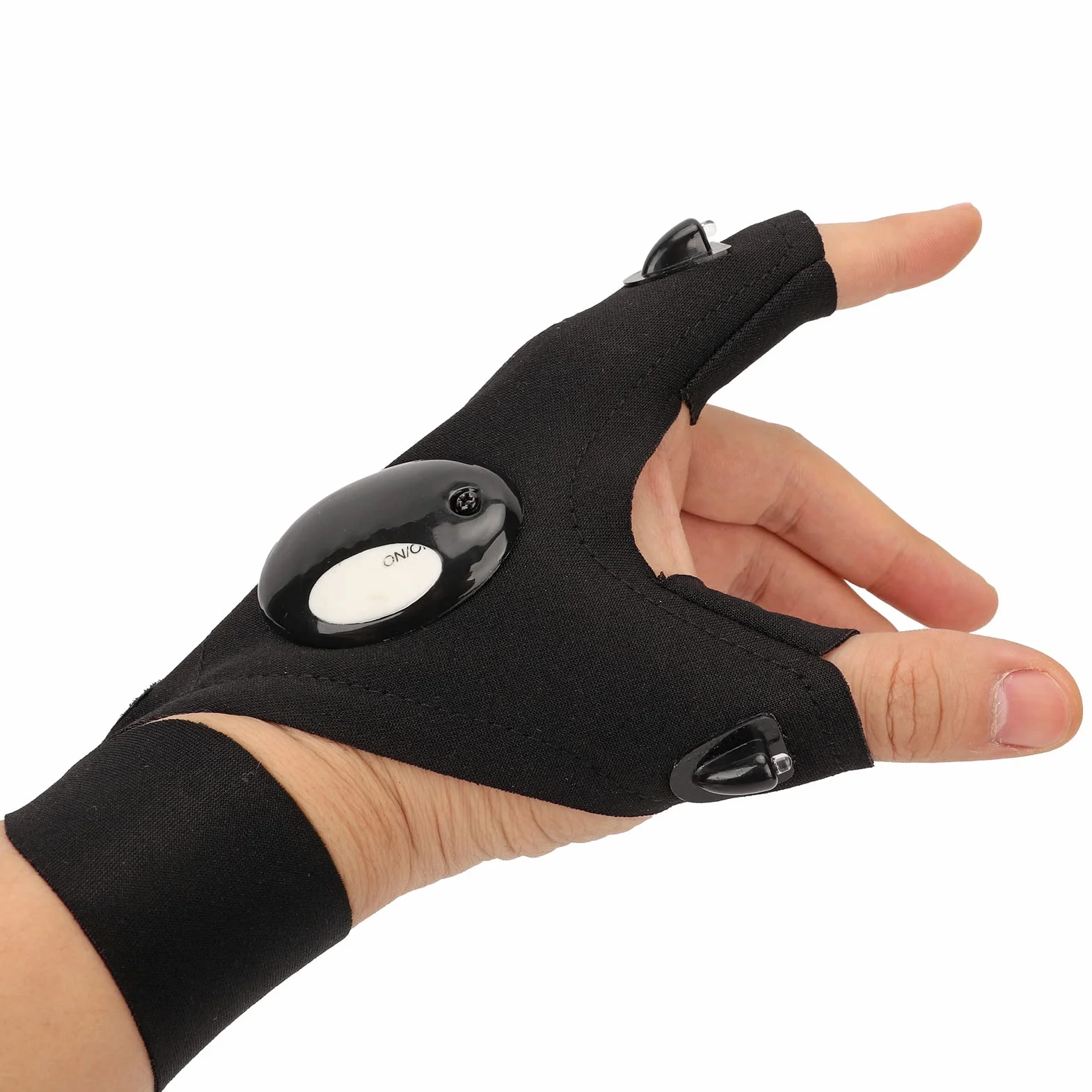 1 Para Rękawiczek Z Latarką LED, Zasilane Bateryjnie Rękawiczki Z Pół Palca Bez Użycia Rąk, Fajny Gadżet Bez Użycia Rąk światła Do Wędkowania Piesze Wycieczki Camping Prezenty Dla Mężczyzn(czarny)