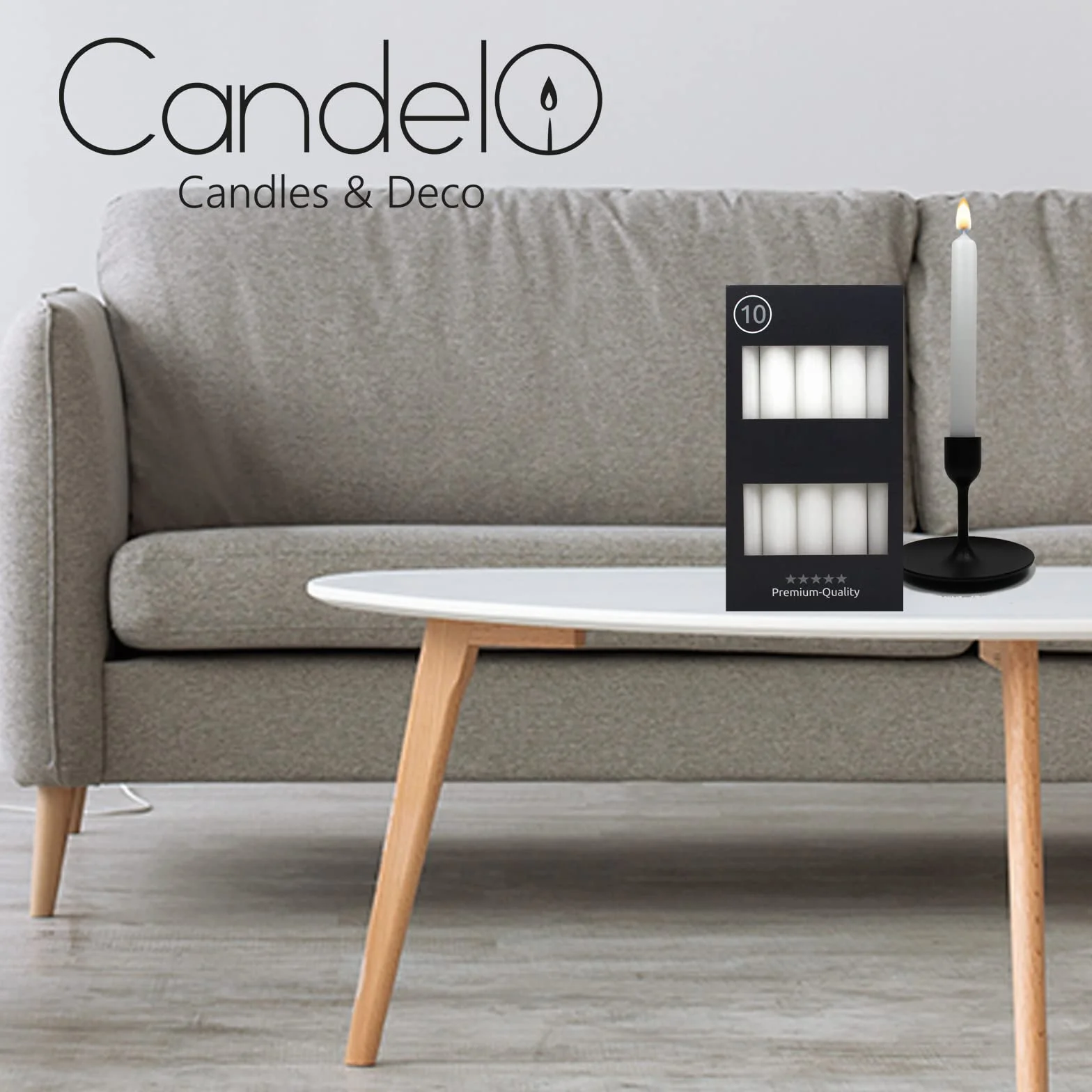 Candelo Zestaw 10 świec białych – 18,5 cm, 7,5 h