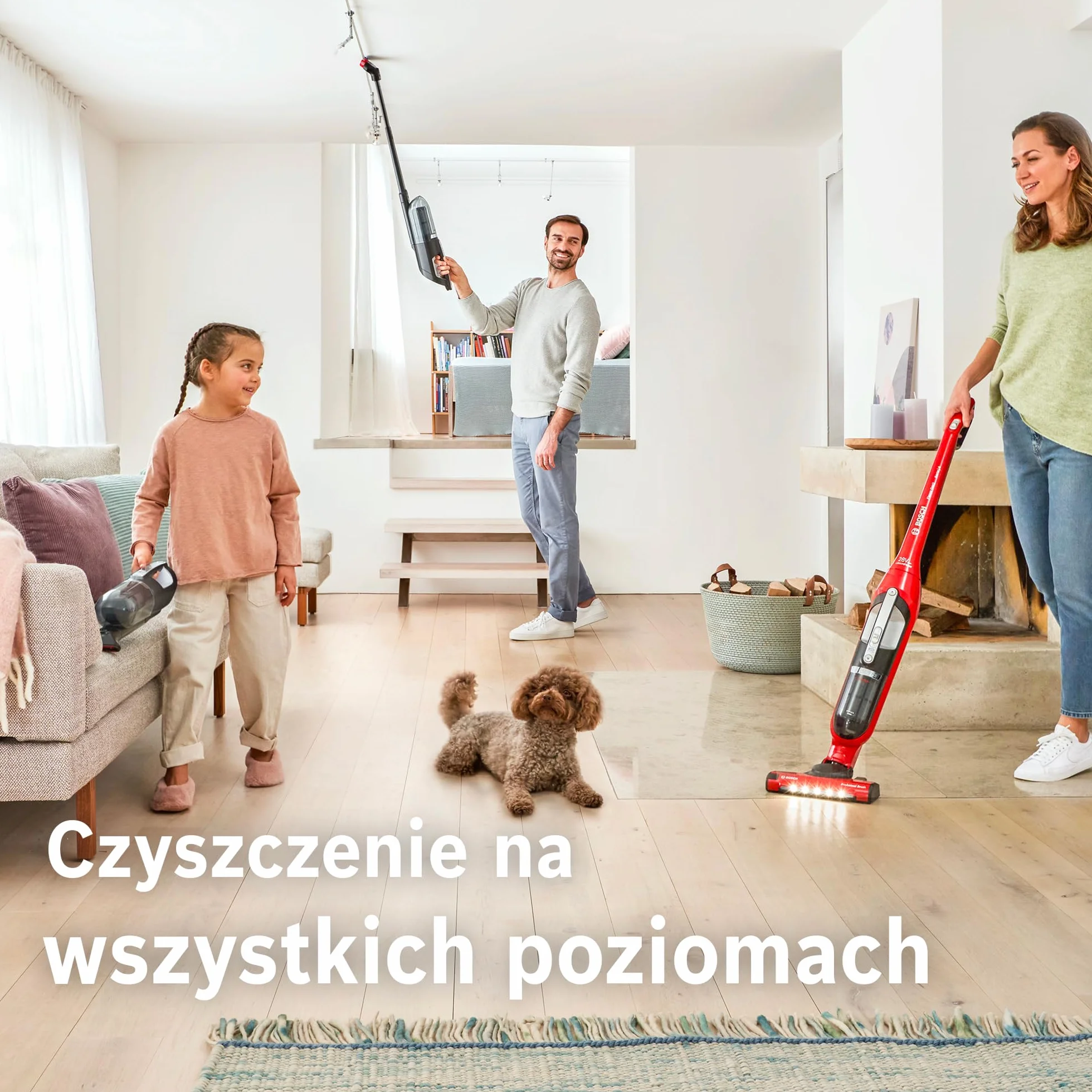Bosch, Flexxo Gen2 Serie 4, ProAnimal, 28 Vmax, 2w1, bezprzewodowy, bezworkowy odkurzacz ręczny i pionowy, zintegrowane akcesoria dla właścicieli zwierząt, czerwony, BBH3ZOO28