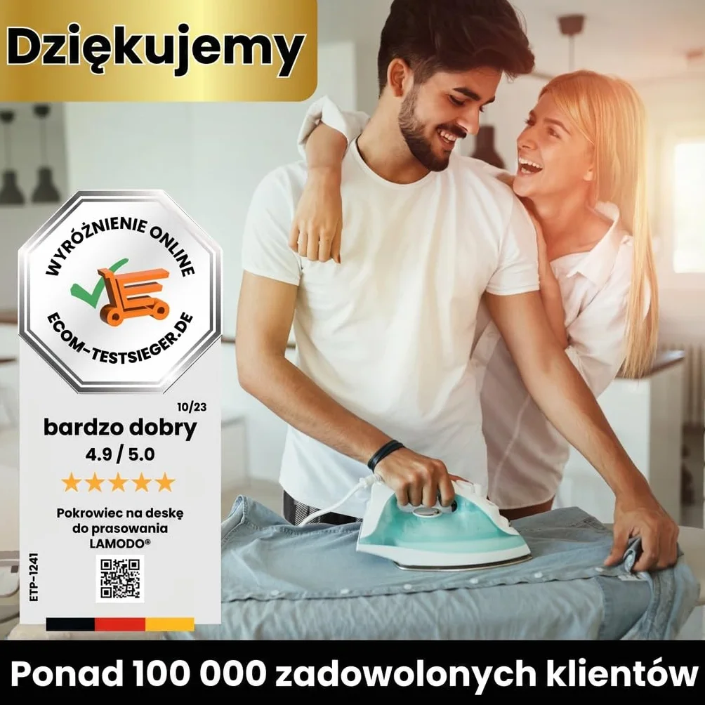 pokrowiec na deskę do prasowania, 120 x 40 cm, do żelazka parowego, 100% bawełna, wygodna wyściółka, elastyczna | Pokrowiec na deskę do prasowania (jasnoszary/Uni, M)