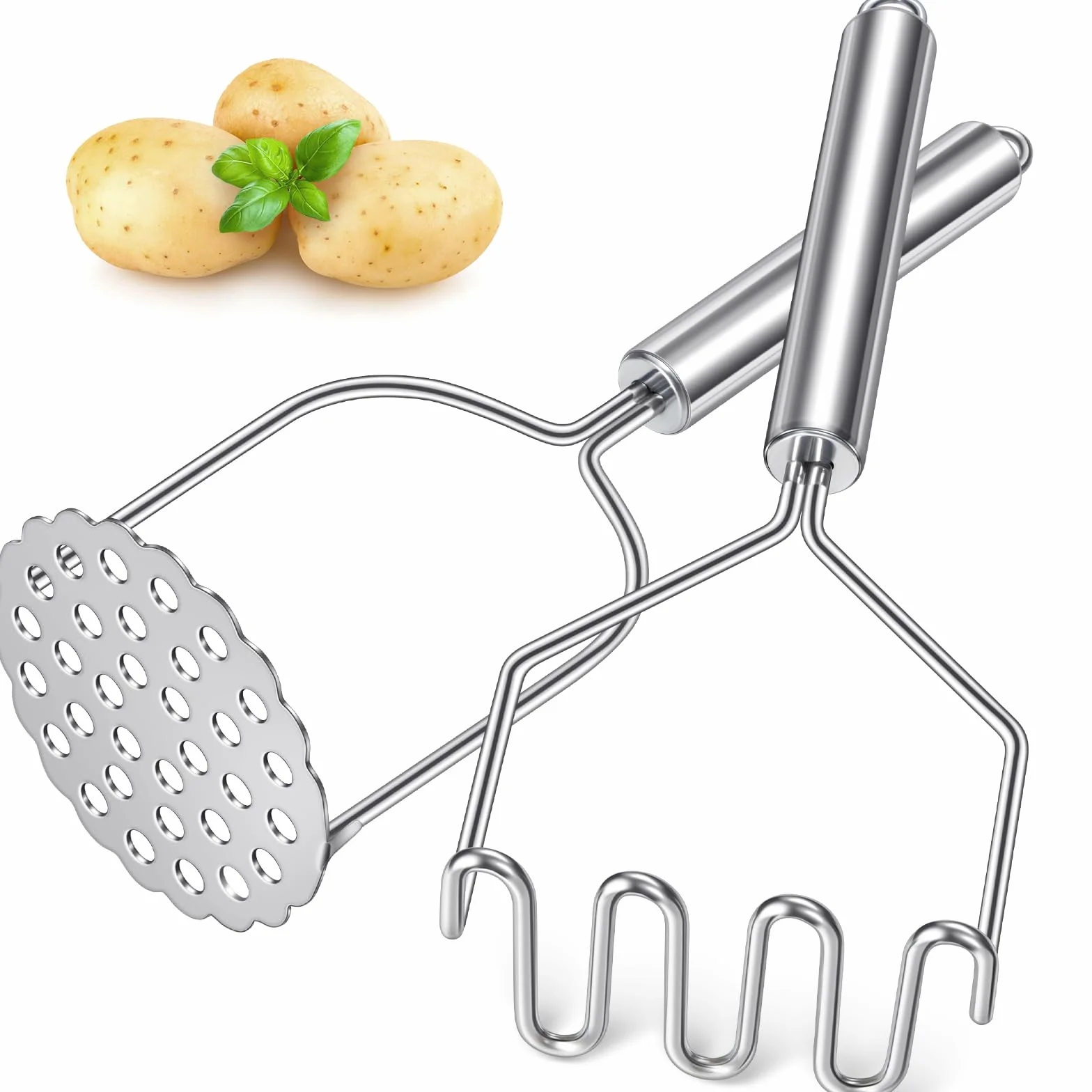 Ręczna prasa do puree ze stali nierdzewnej, 2 sztuki, kompatybilna ze zmywarką
