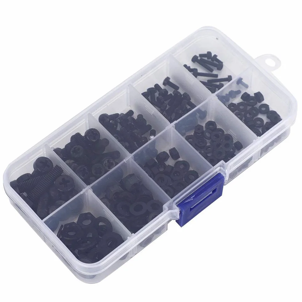 Nylon Nylon Schrauben, Multifunktions-Nylon Schraubensatz, Befestigungselemente M2 / M2.5 / M3 / M4 / M5 Industrie für Mechaniker DIY(Black 270pcs nylon screw set)