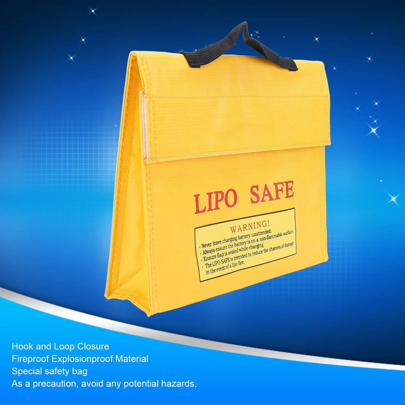 Torba Lipo Safe z Haczykiem i Zamknięciem - Ognioodporna, Przeciwwybuchowa Torba do Przechowywania i Transportu Baterii Lipo