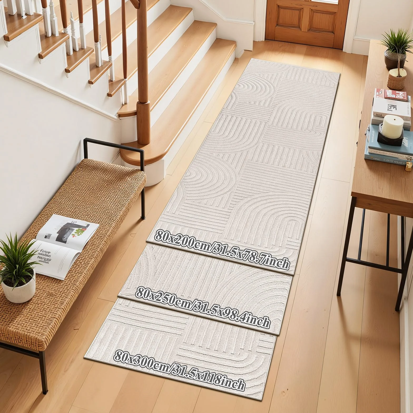 SHACOS chodnik na korytarz, 80 x 200 cm, chodnik do prania, antypoślizgowy dywanik do korytarza, do kuchni, wejścia, salonu, sypialni, beżowy