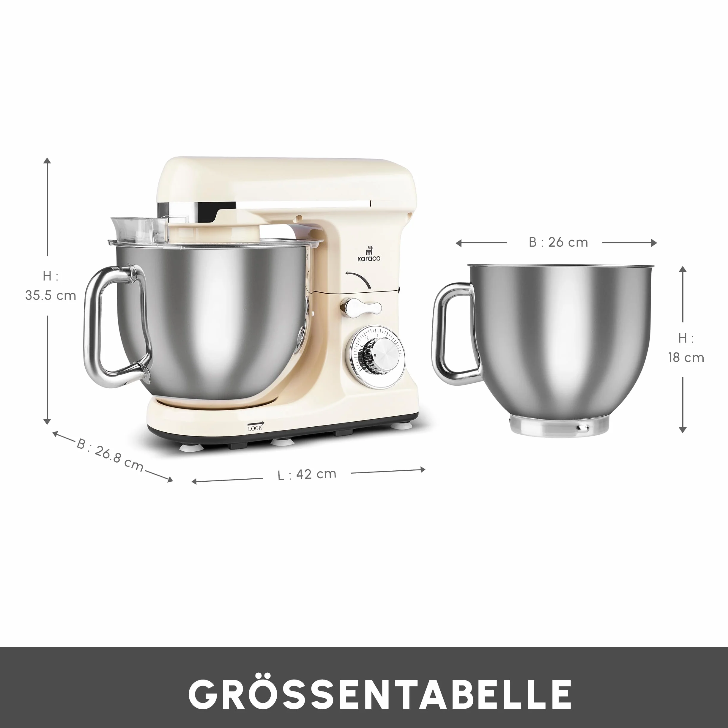 Karaca Blendburst mikser stojący, Iconic Beige – wydajne urządzenie kuchenne o mocy 1400 W i pojemności 5,7 l