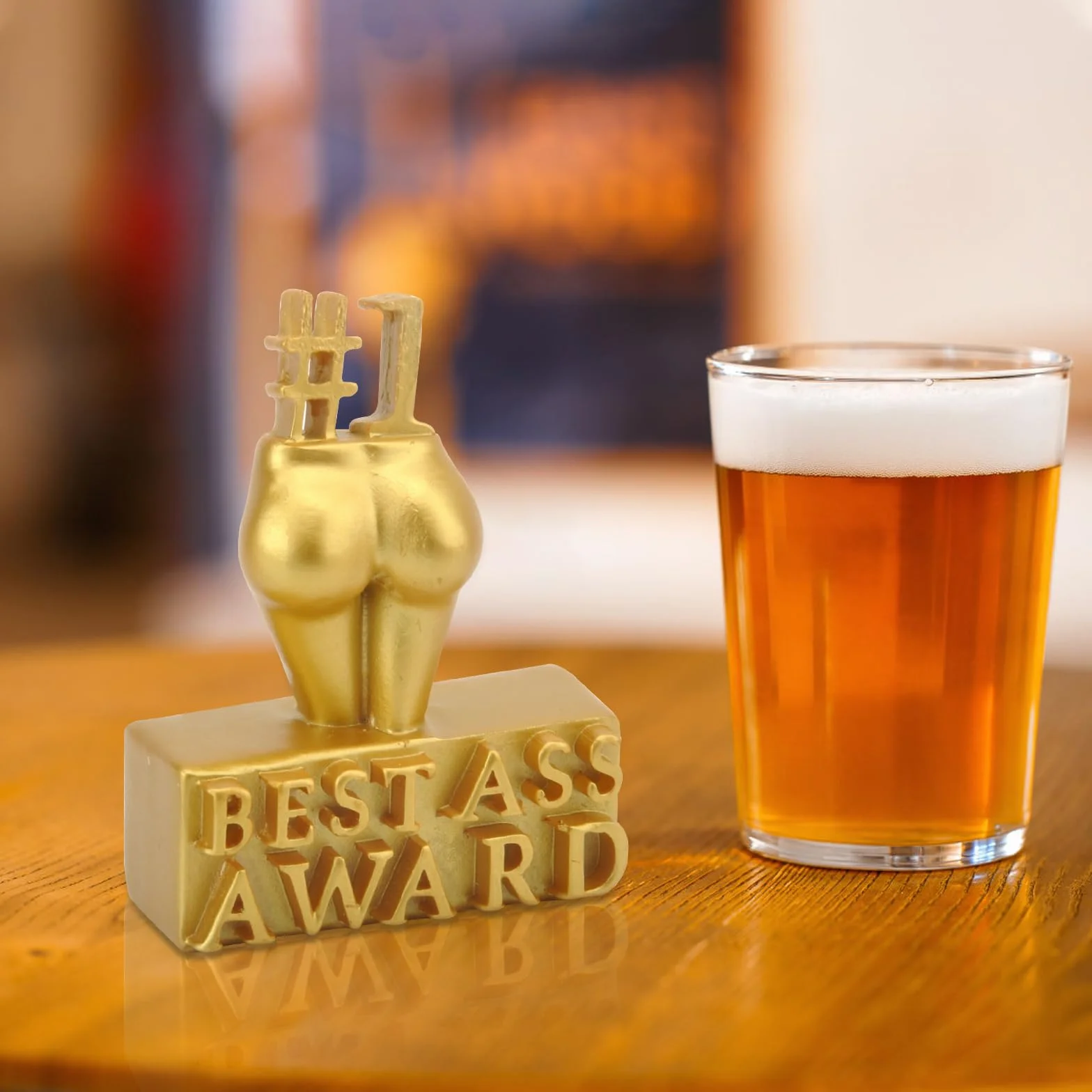 HENGBIRD Best Award, statuetka Best Award, nagroda za najlepszego asa, ręcznie rzeźbiona dekoracja, kreatywna rzeźba ciała, wyróżnienie najlepszego tyłka, dekoracja na biurko z żywicy