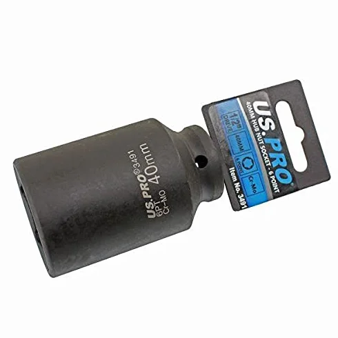 US PRO Narzędzia 40 mm 1/2 cala dr 6 punktowe głębokie gniazdo nakrętki piasty, skrzynia biegów itp 3491