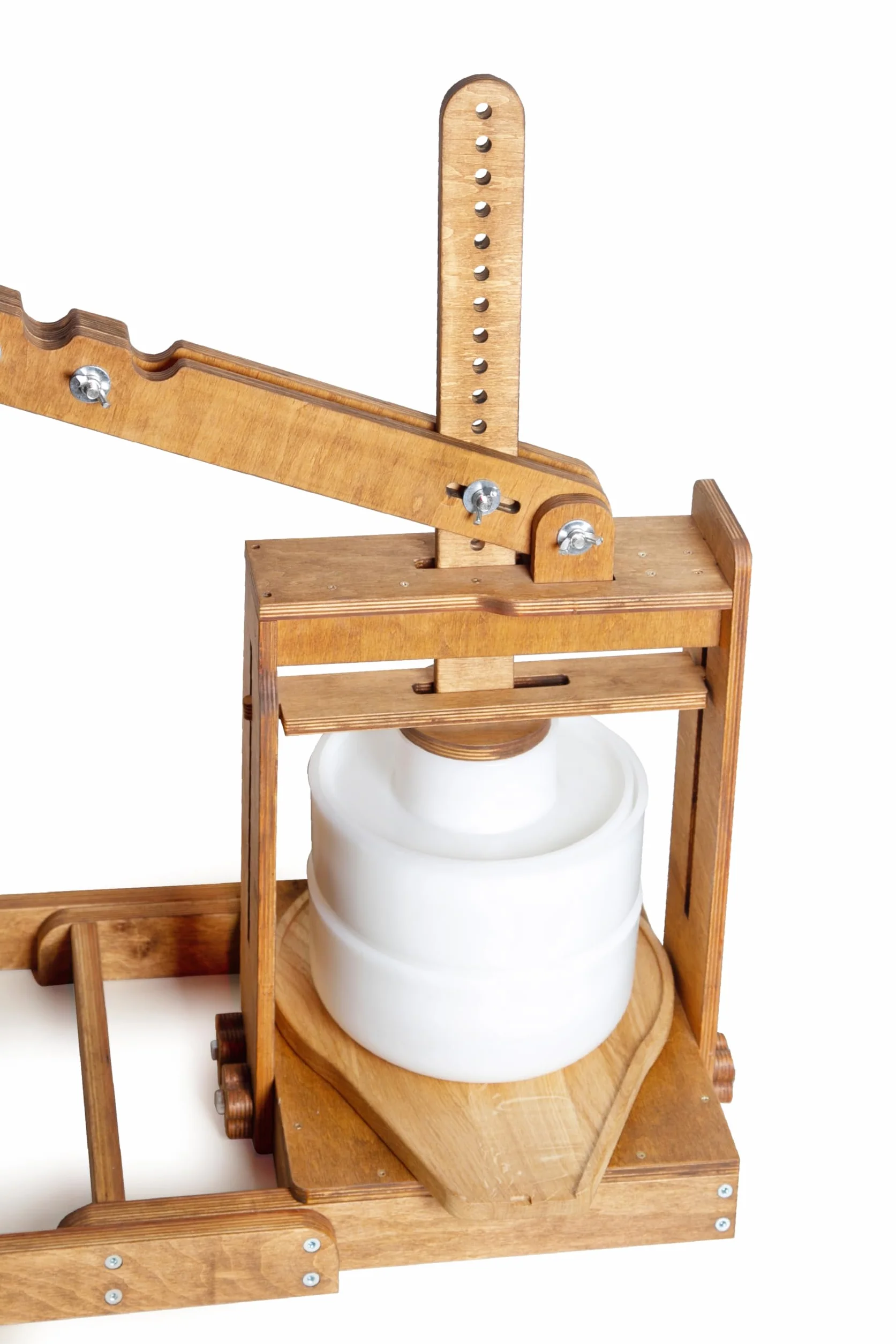 Dutch Wooden Cheese Press - Cheese Making Kit with Lever, 2 Cheese Molds & 200 lbs Pressure